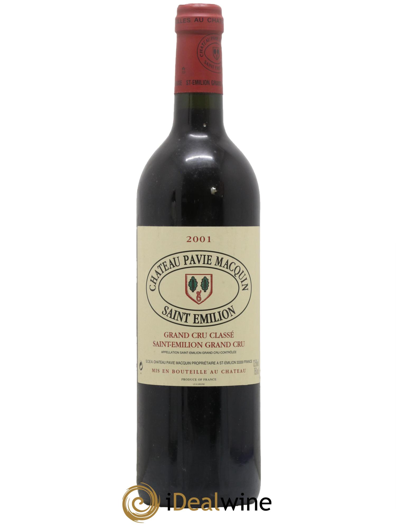 Château Pavie Macquin 1er Grand Cru Classé B 2001 - Lot de 1 bouteille - 0