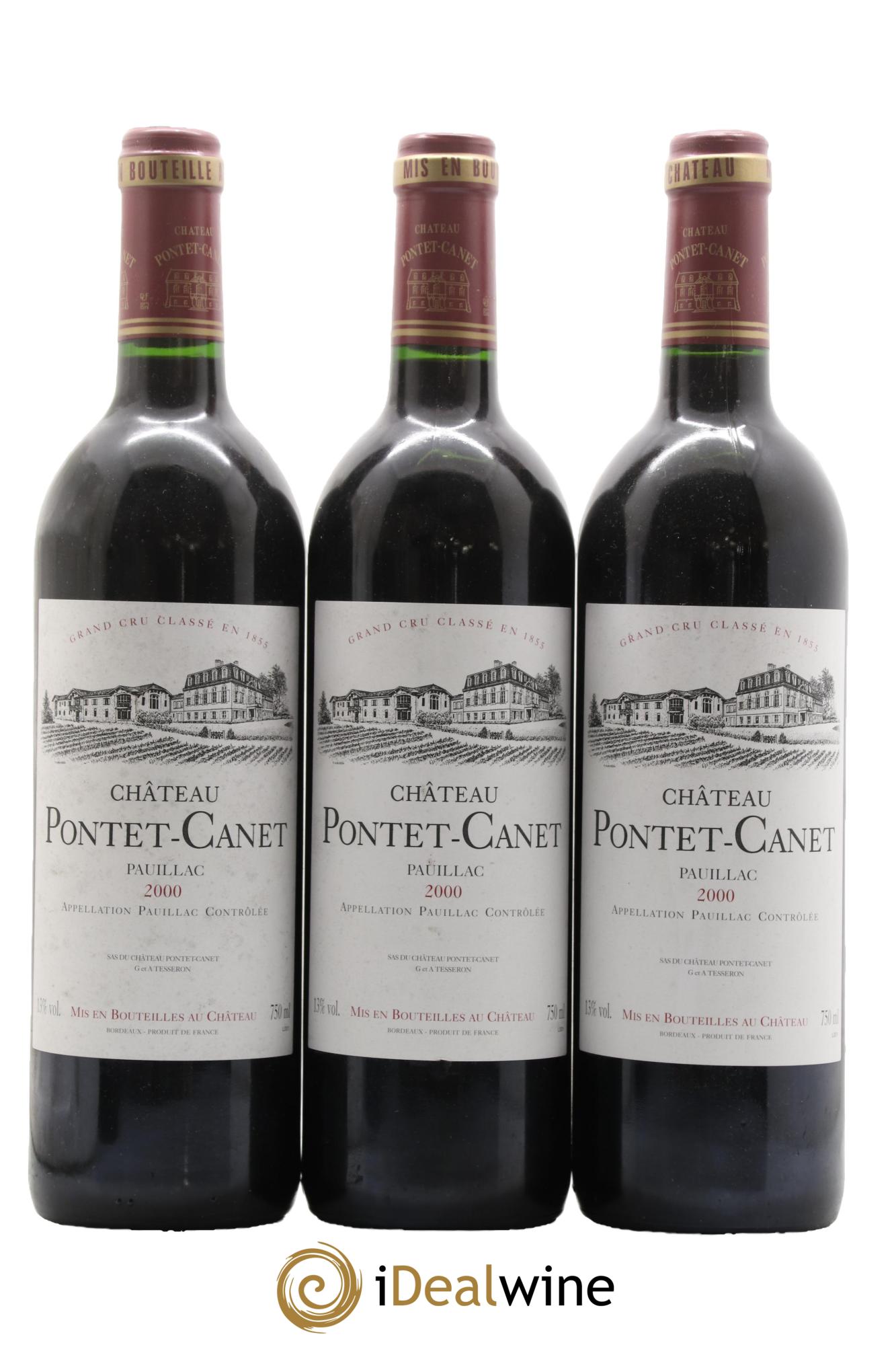 Château Pontet Canet 5ème Grand Cru Classé 2000 - Lot de 3 bouteilles - 0