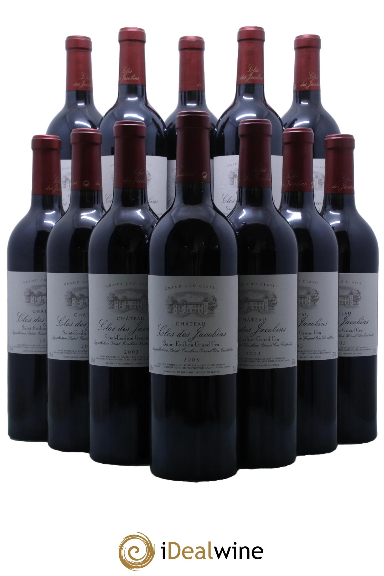 Château Clos des Jacobins Grand Cru Classé  2003 - Posten von 12 Flaschen - 0