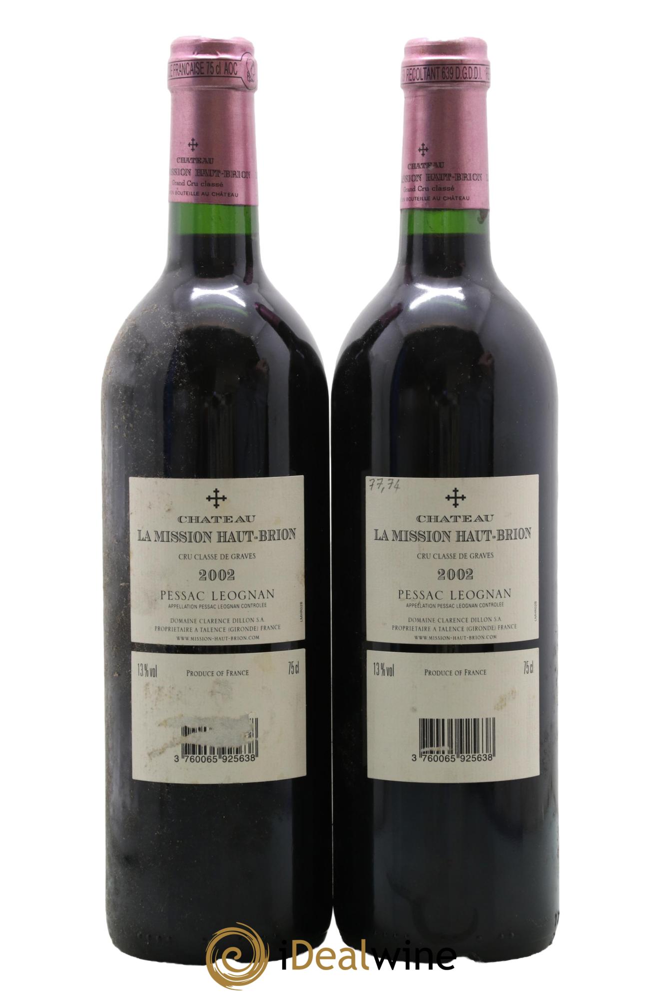 Château la Mission Haut-Brion Cru Classé de Graves 2002 - Lot de 2 bouteilles - 1