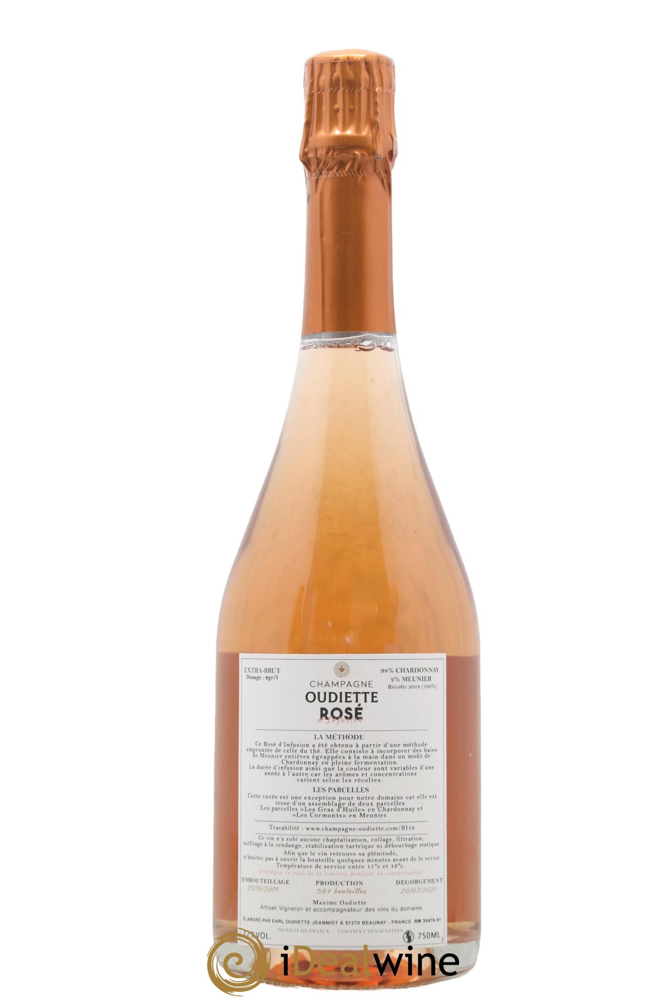 Champagne Rose d'Infusion Oudiette 2018 - Lot of 1 bottle - 1