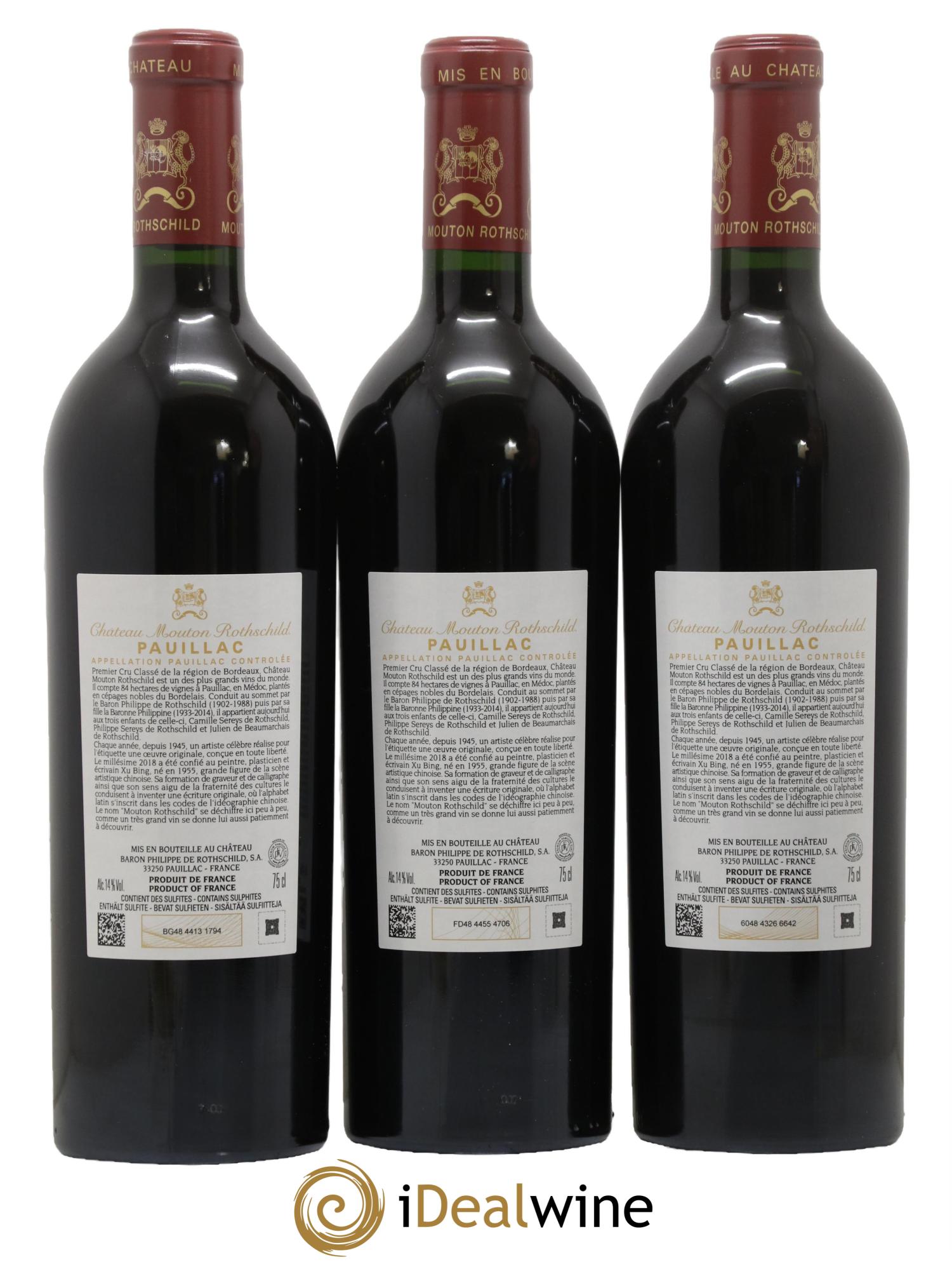 Château Mouton Rothschild 1er Grand Cru Classé 2018 - Lot de 3 bouteilles - 1