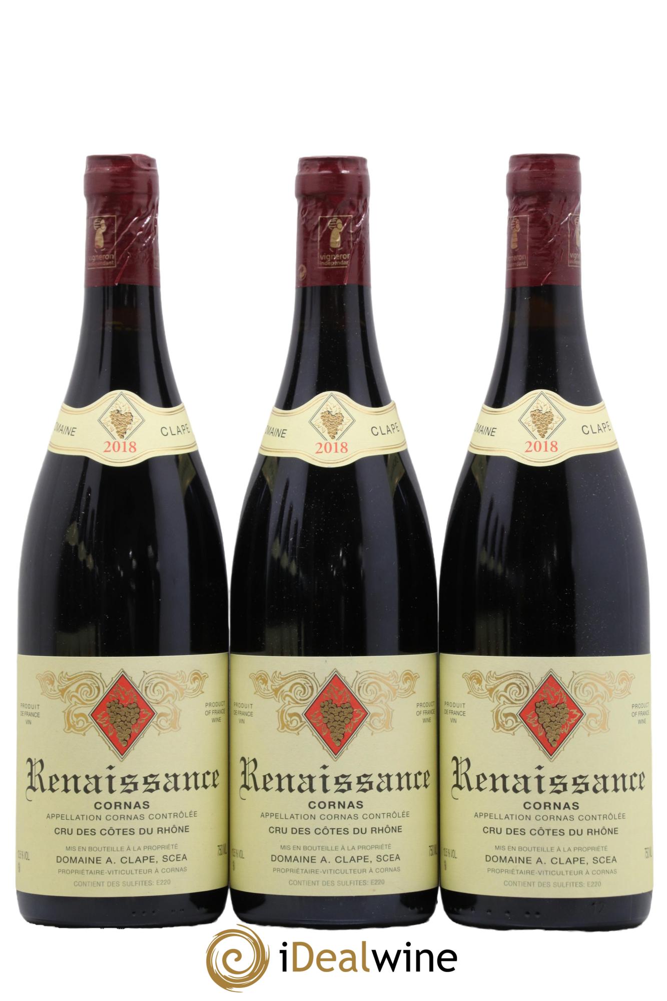 Cornas Renaissance Auguste Clape 2018 - Lot of 3 bottles - 0