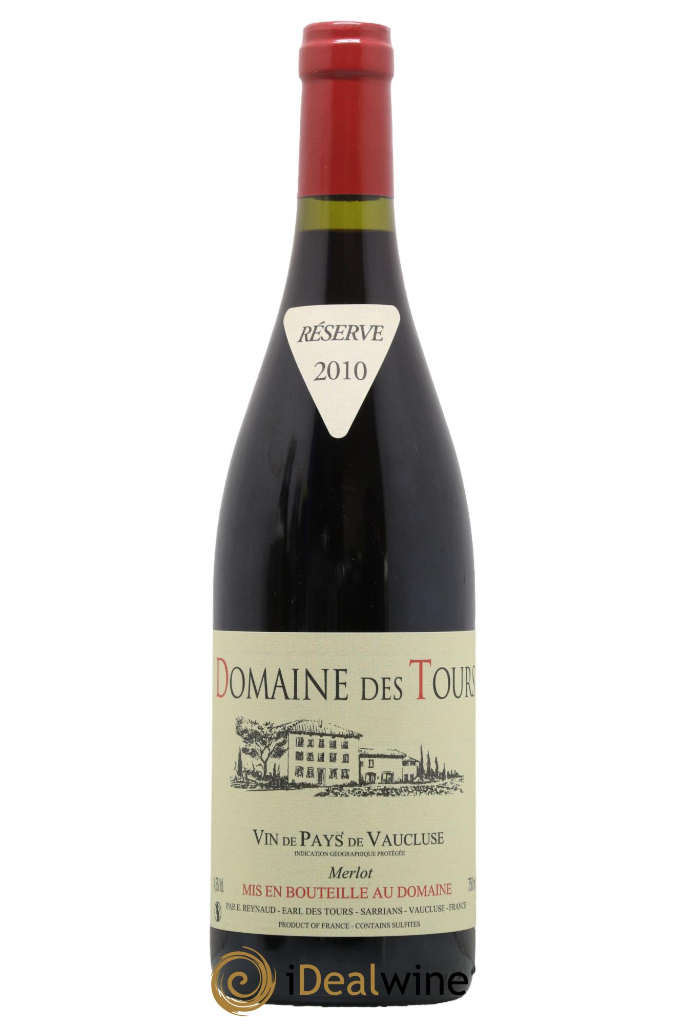 IGP Pays du Vaucluse (Vin de Pays du Vaucluse) Domaine des Tours Merlot Emmanuel Reynaud 2010 - Lot de 1 bouteille - 0