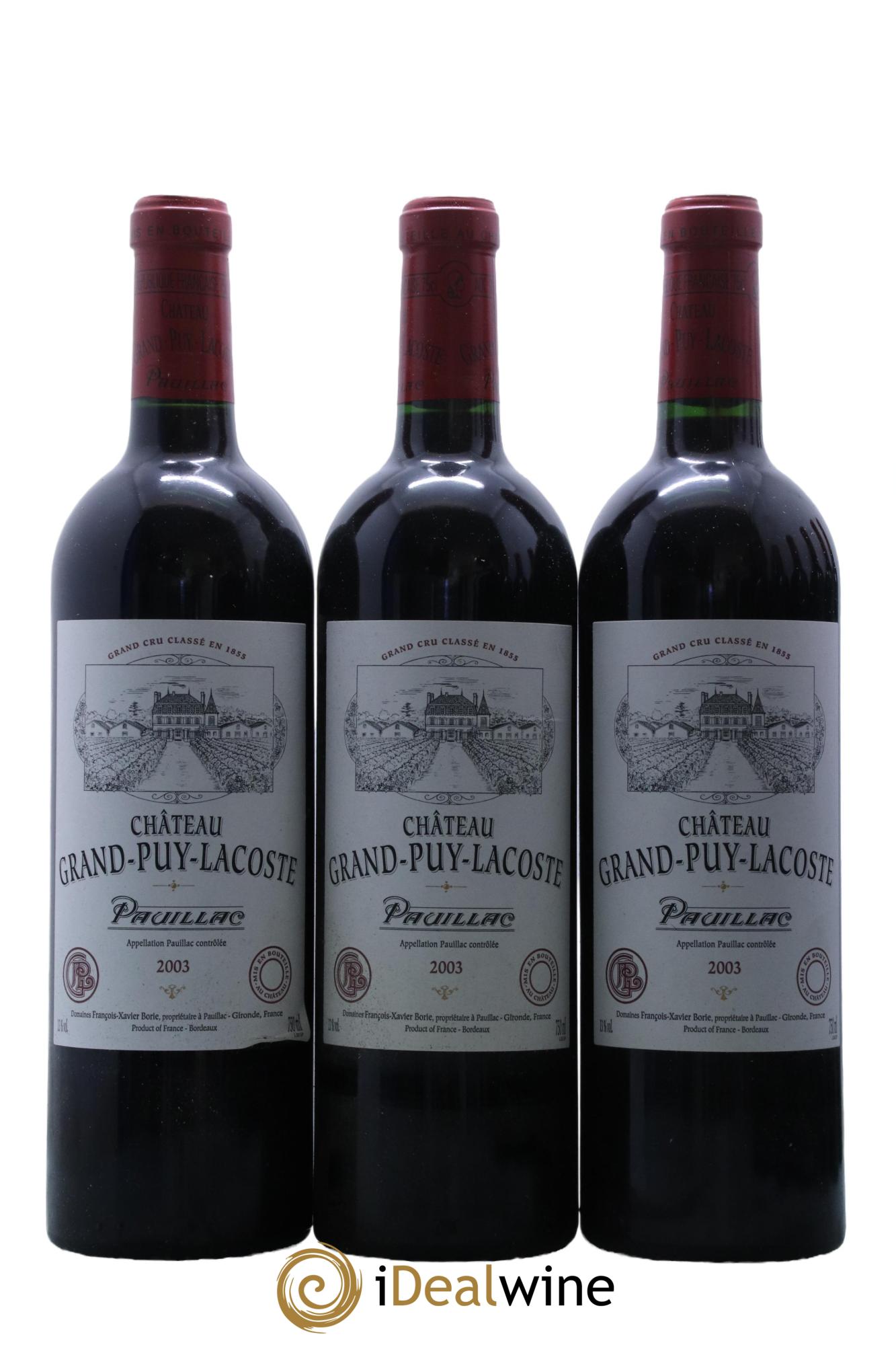 Château Grand Puy Lacoste 5ème Grand Cru Classé  2003 - Lotto di 12 bottiglie - 2