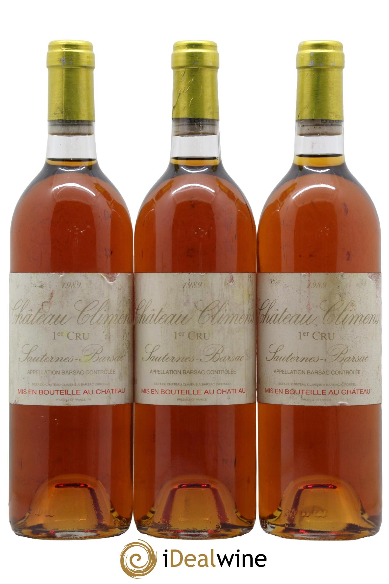 Château Climens 1er Grand Cru Classé 1989 - Lot of 3 bottles - 0