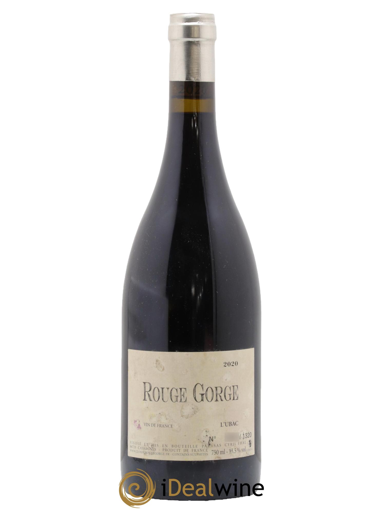 IGP Côtes Catalanes Clos du Rouge Gorge L'Ubac Cyril Fhal 2020 - Posten von 1 Flasche - 0