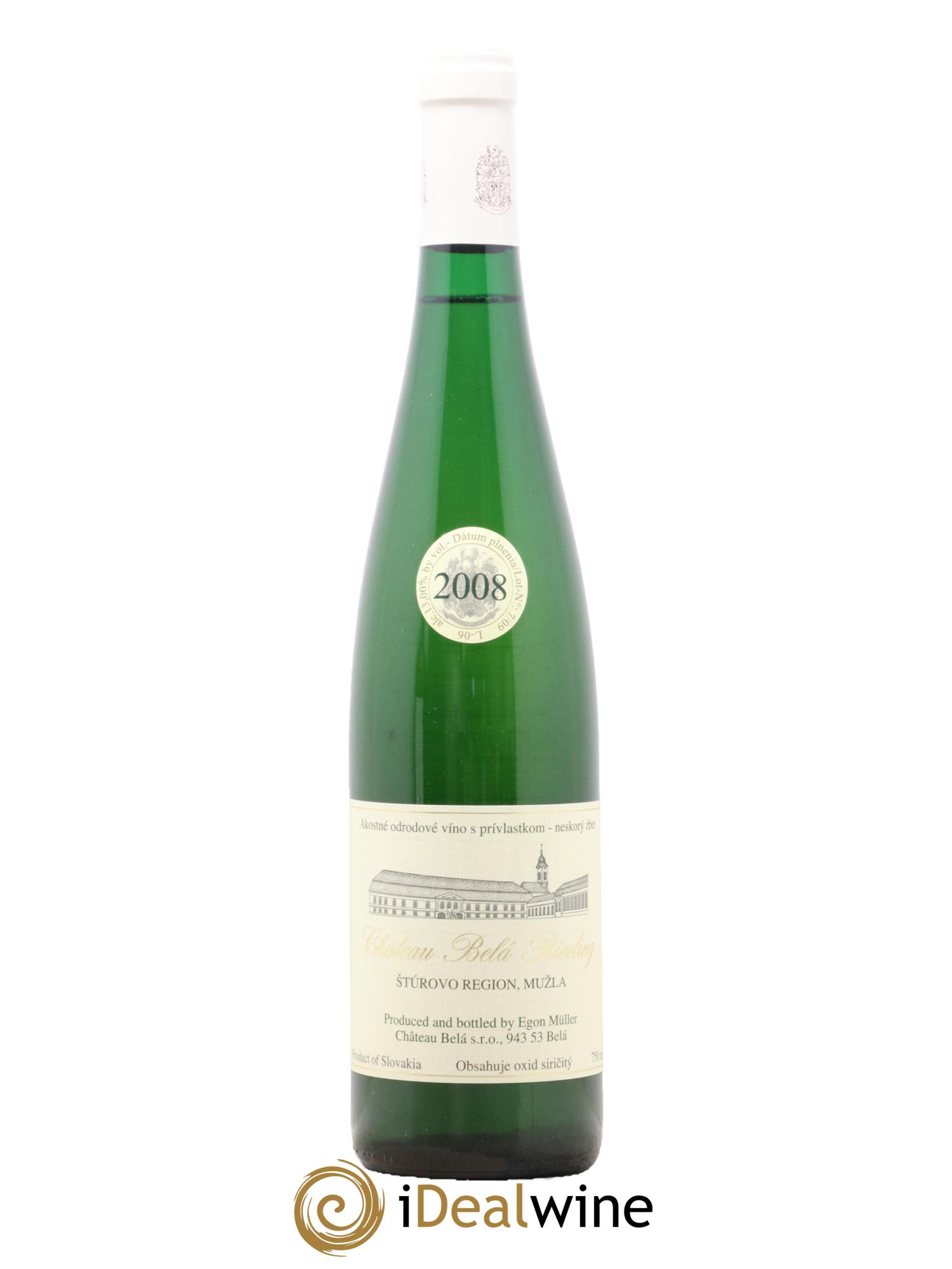 Vins Etrangers Slovaquie Sturovo Region Muzla Château Bela Riesling Egon Muller & Miroslav Petrech 2008 - Lot de 1 bouteille - 0