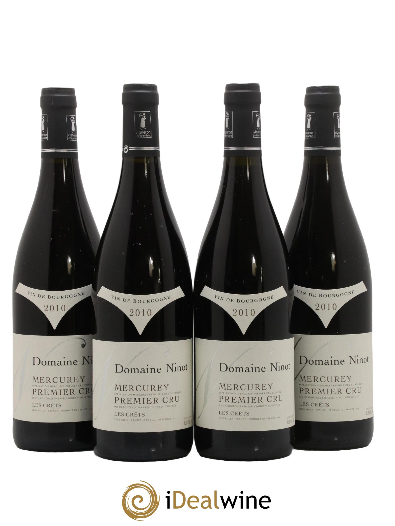 Mercurey 1er Cru Les Crêts Domaine Ninot 2010 - Lot of 4 bottles - 0