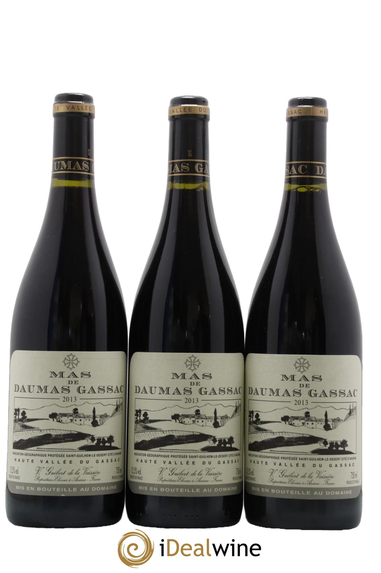 IGP St Guilhem-le-Désert - Cité d'Aniane Mas Daumas Gassac Famille Guibert de La Vaissière 2013 - Lot of 3 bottles - 0