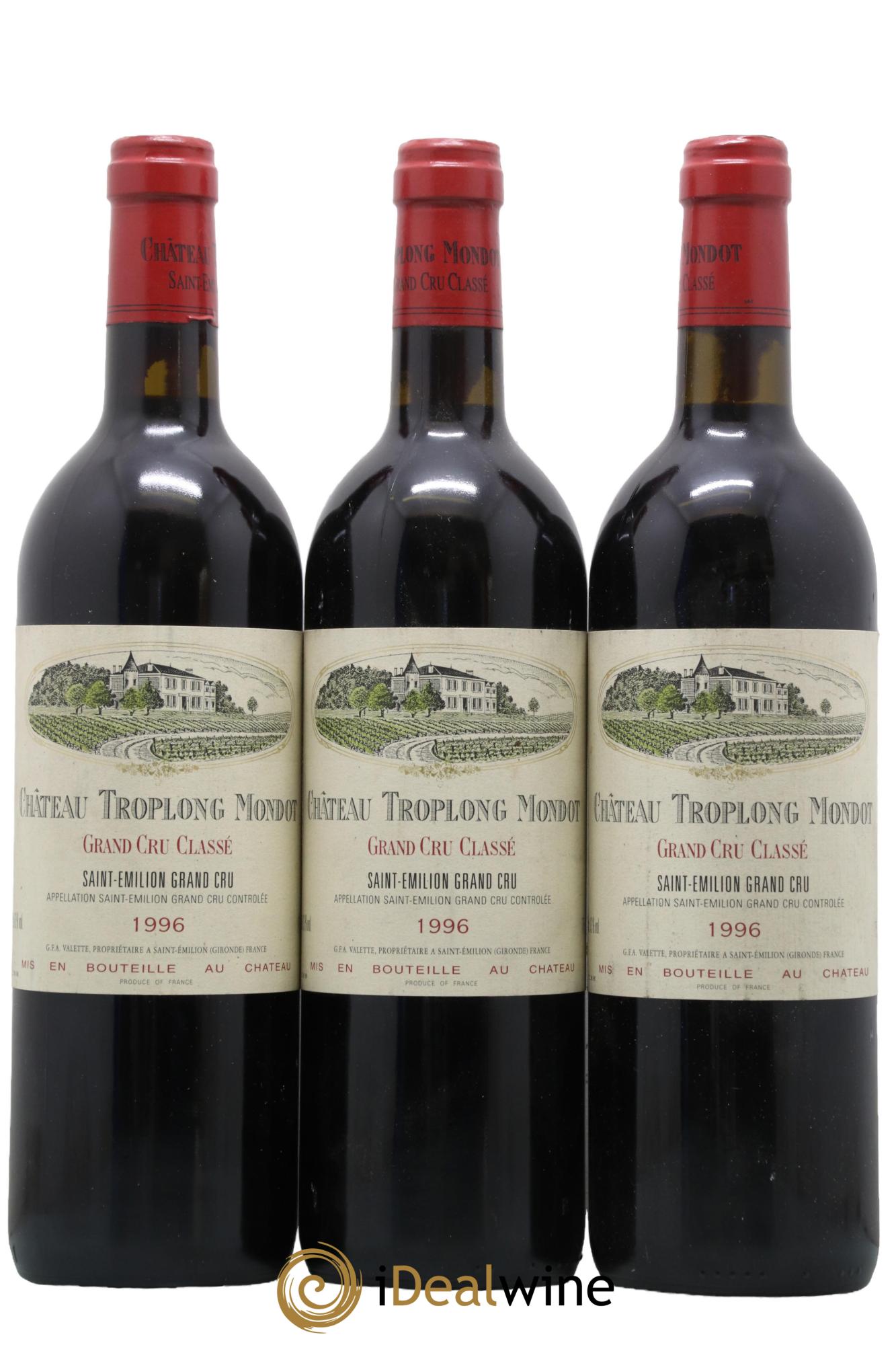 Château Troplong Mondot 1er Grand Cru Classé B 1996 - Lotto di 3 bottiglie - 0