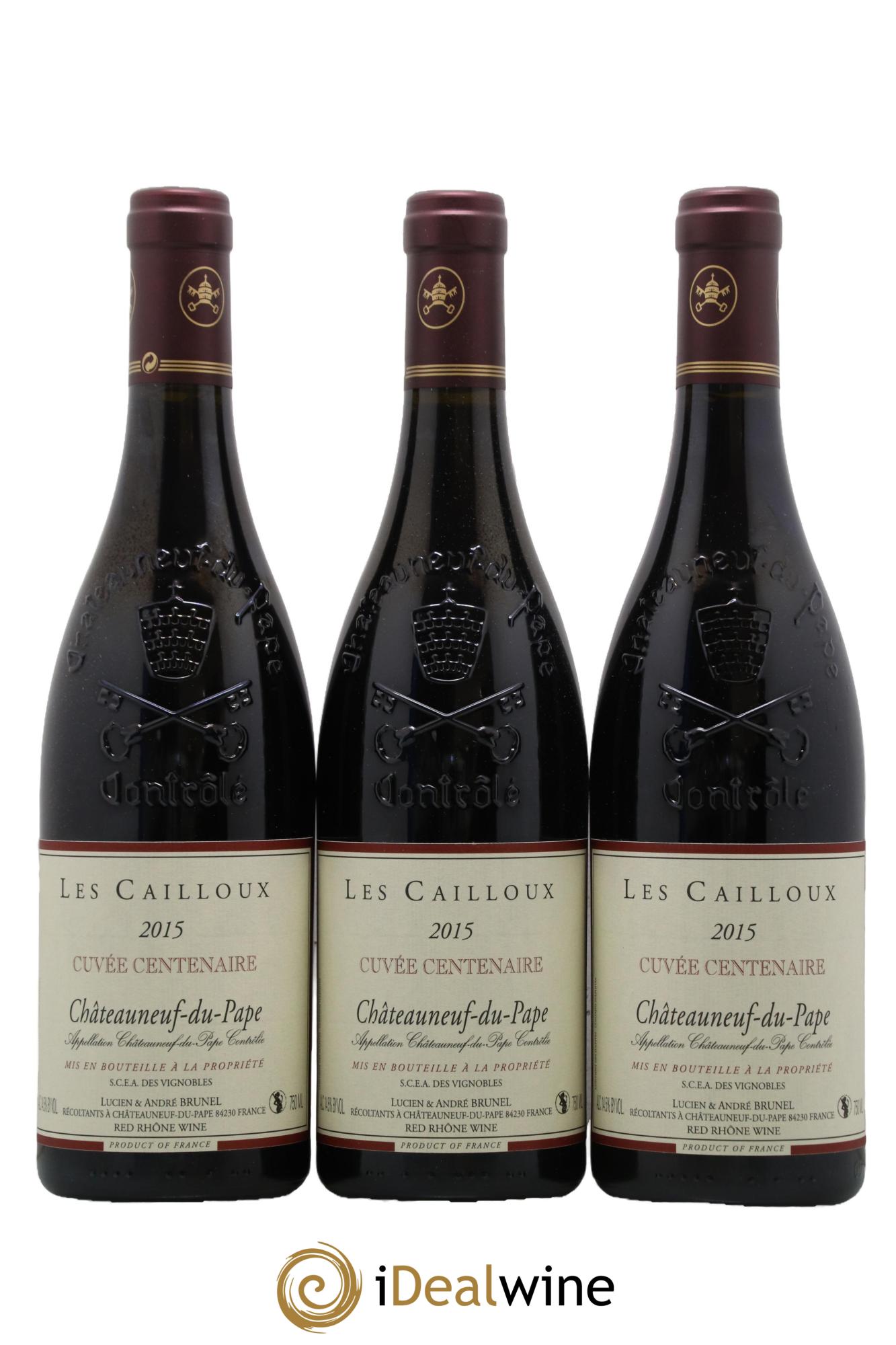 Châteauneuf-du-Pape Les Cailloux Cuvée Centenaire André Brunel 2015 - Posten von 3 Flaschen - 0