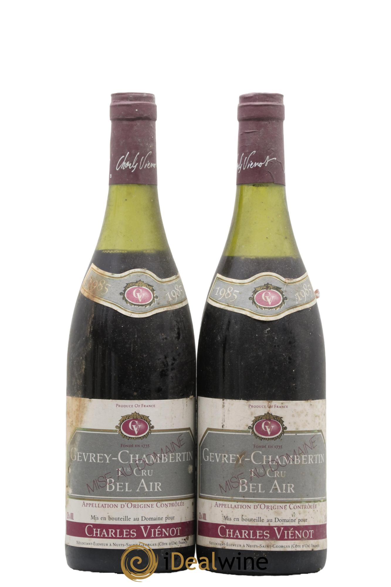 Gevrey-Chambertin 1er Cru Bel Air Charles Vienot 1985 - Lot de 2 bouteilles - 0