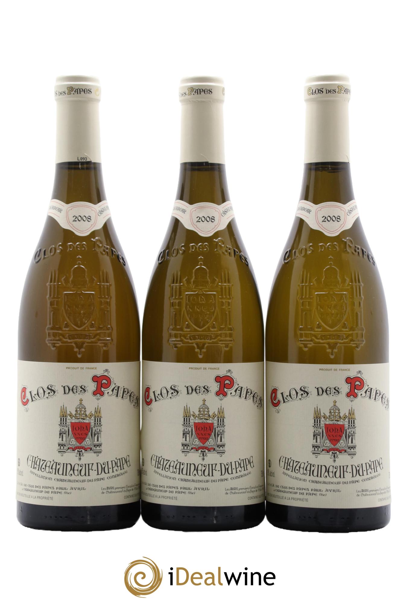 Châteauneuf-du-Pape Clos des Papes - Paul Avril 2008 - Lot de 3 bouteilles - 0