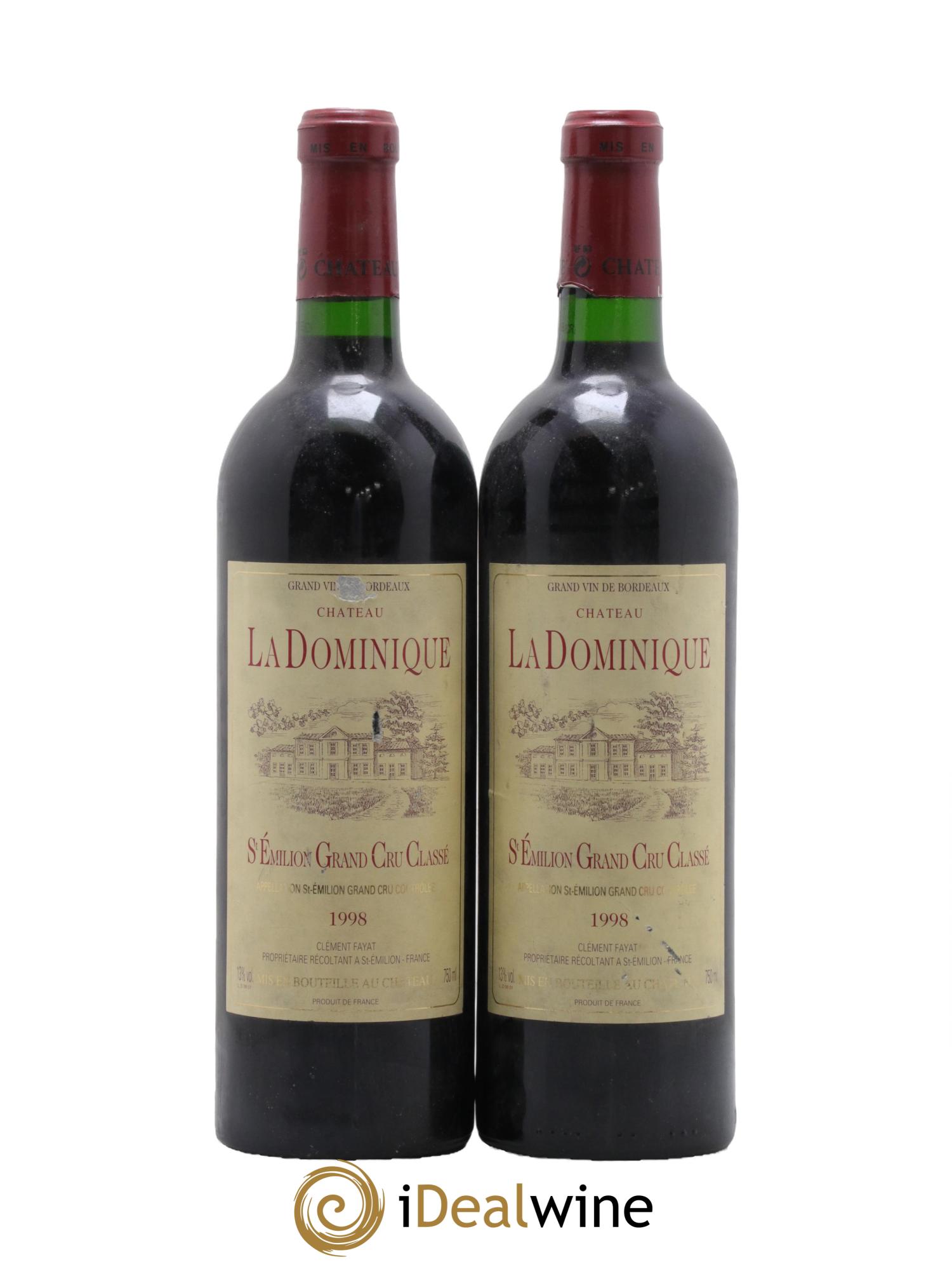 Château la Dominique Grand Cru Classé 1998 - Lot de 2 bouteilles - 0