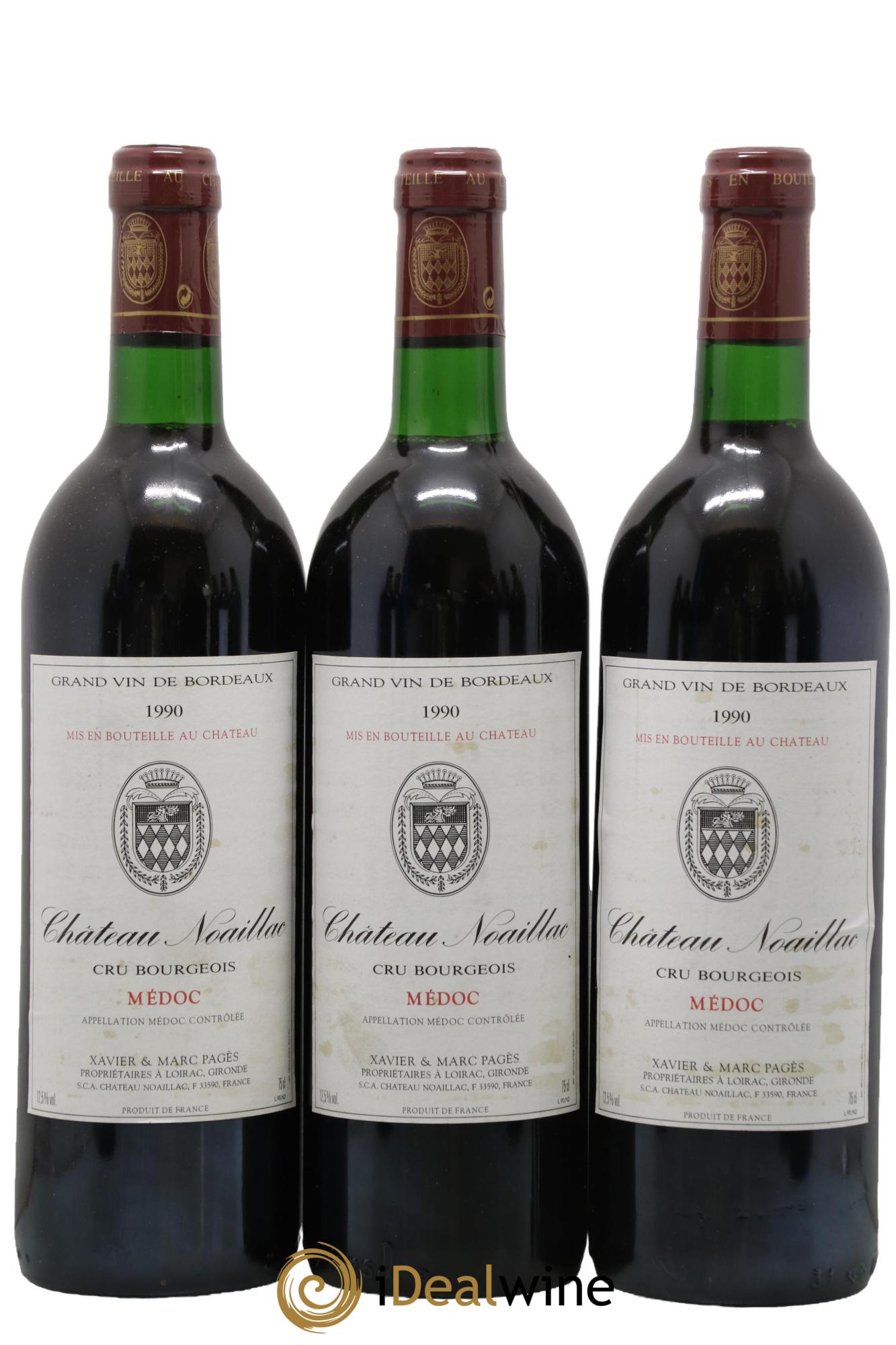 Château Noaillac Cru Bourgeois 1990 - Lot de 3 bouteilles - 0