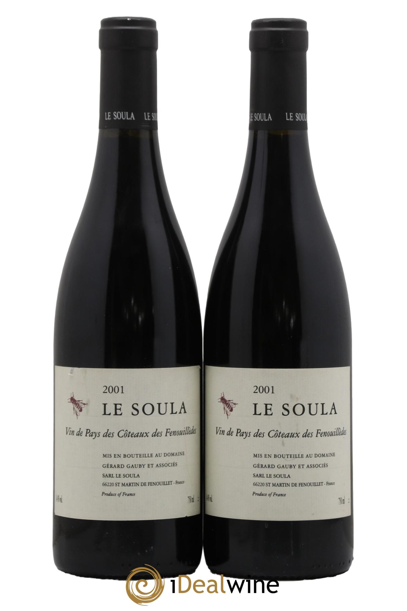 Vin de France Vin de Pays des Côteaux des Fenouillèdes Le Soula 2001 - Lot de 2 bouteilles - 0