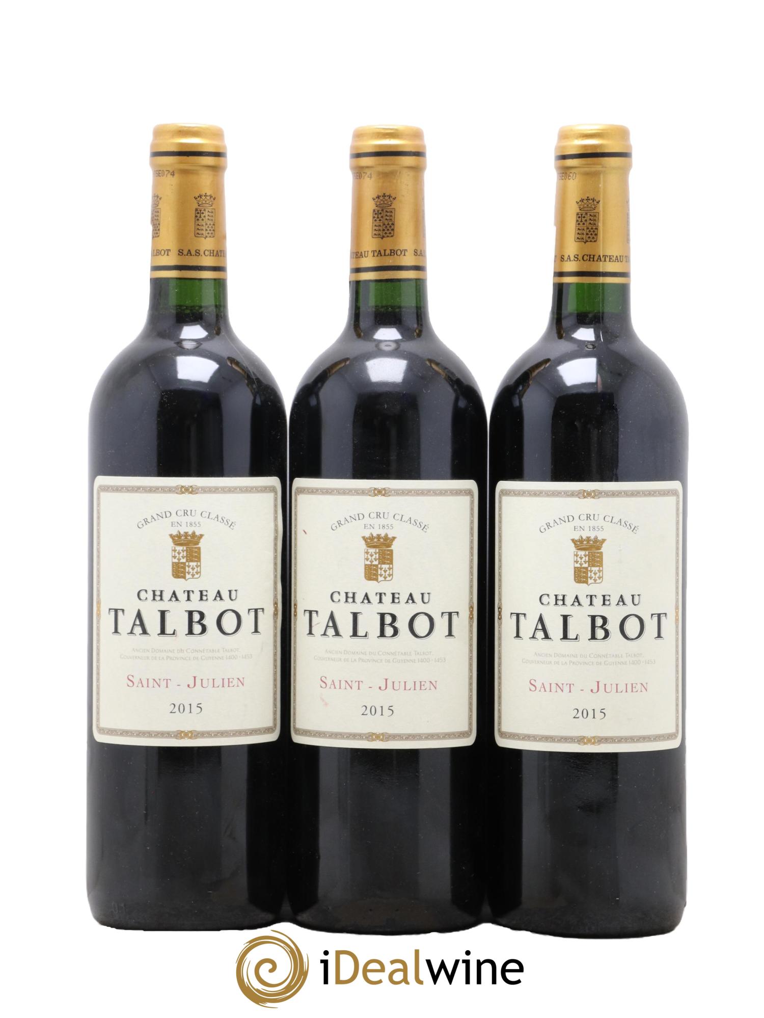 Château Talbot 4ème Grand Cru Classé 2015 - Posten von 3 Flaschen - 0