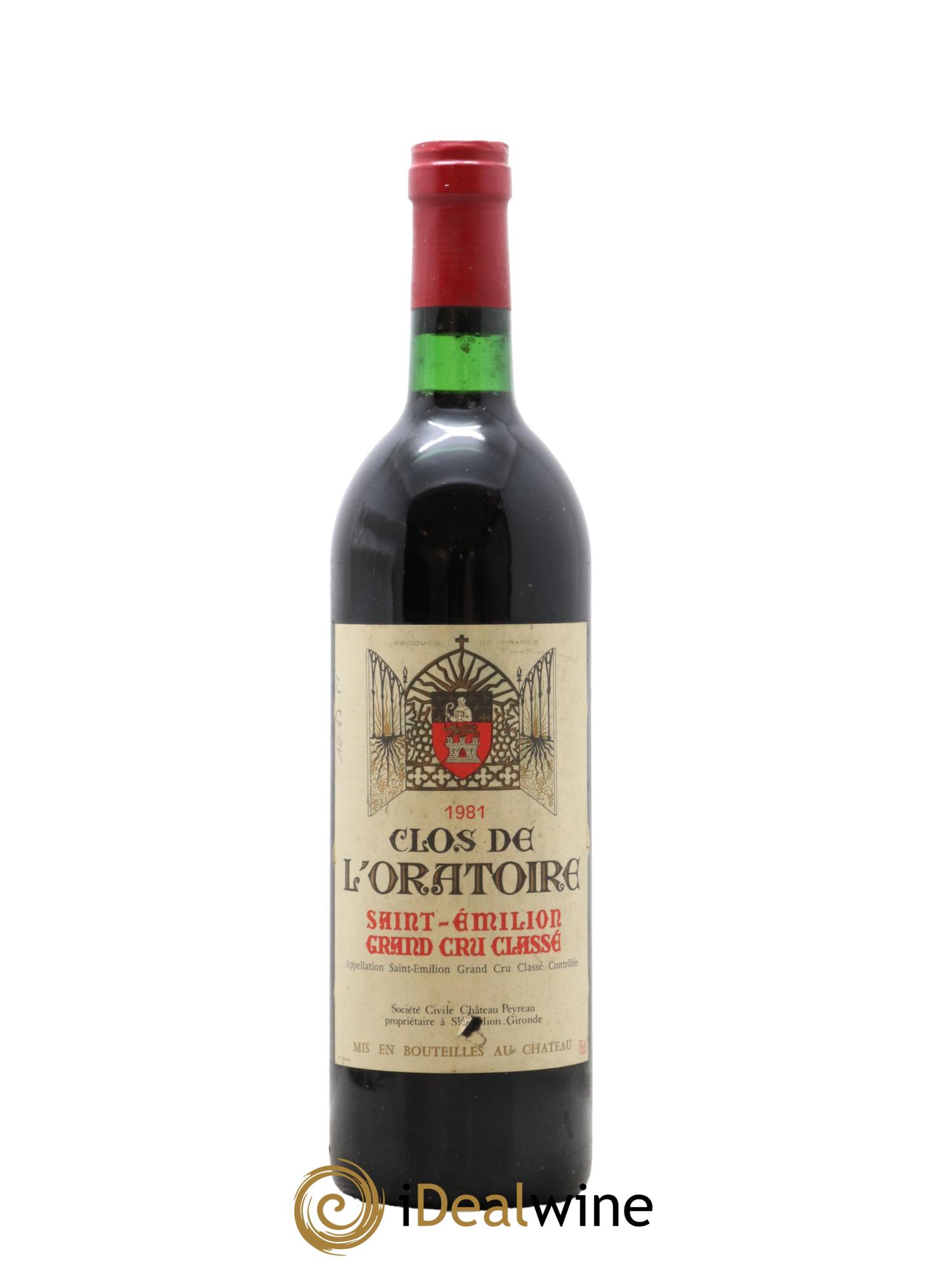 Clos de l'Oratoire Grand Cru Classé 1981 - Posten von 1 Flasche - 0