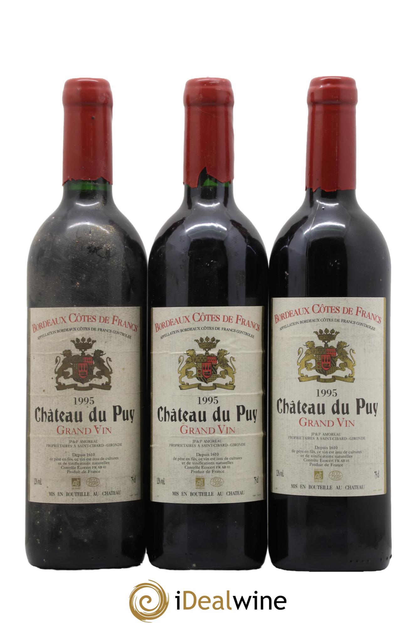 Château Le Puy 1995 - Lot of 3 bottles - 0