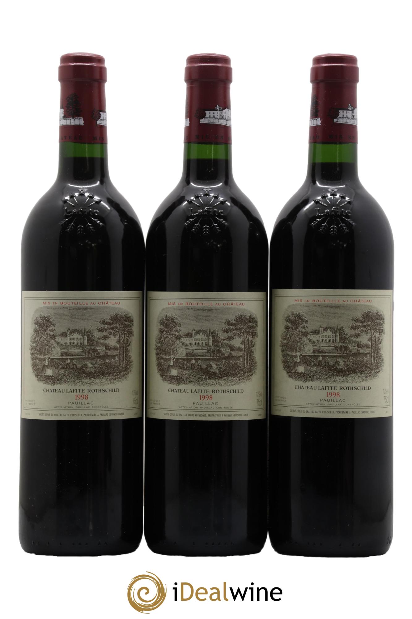 Château Lafite Rothschild 1er Grand Cru Classé  1998 - Lot de 3 bouteilles - 0