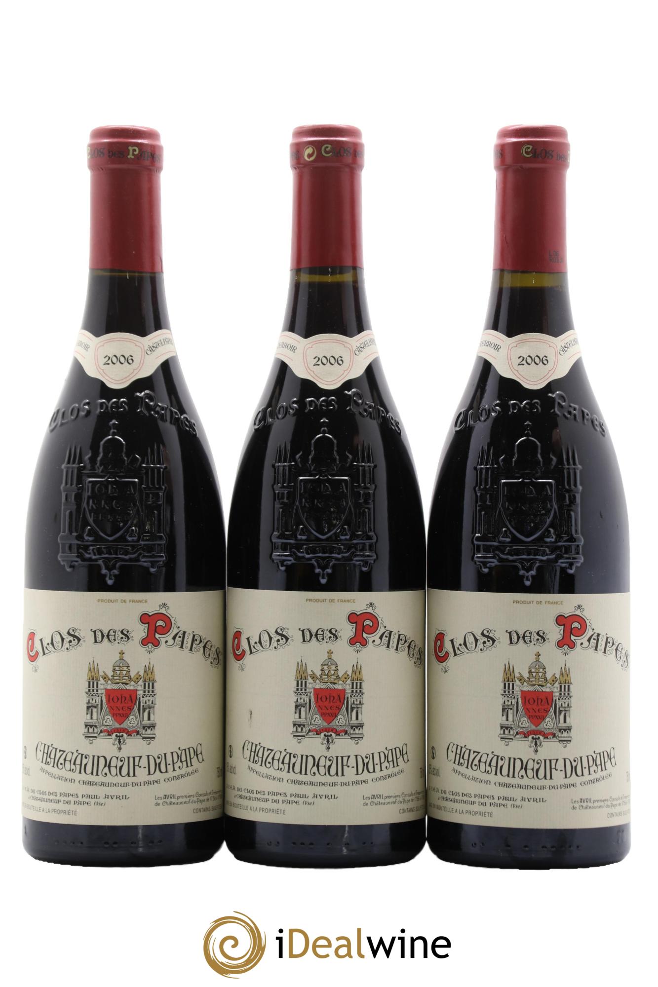 Châteauneuf-du-Pape Clos des Papes - Paul Avril 2006 - Lot de 3 bouteilles - 0