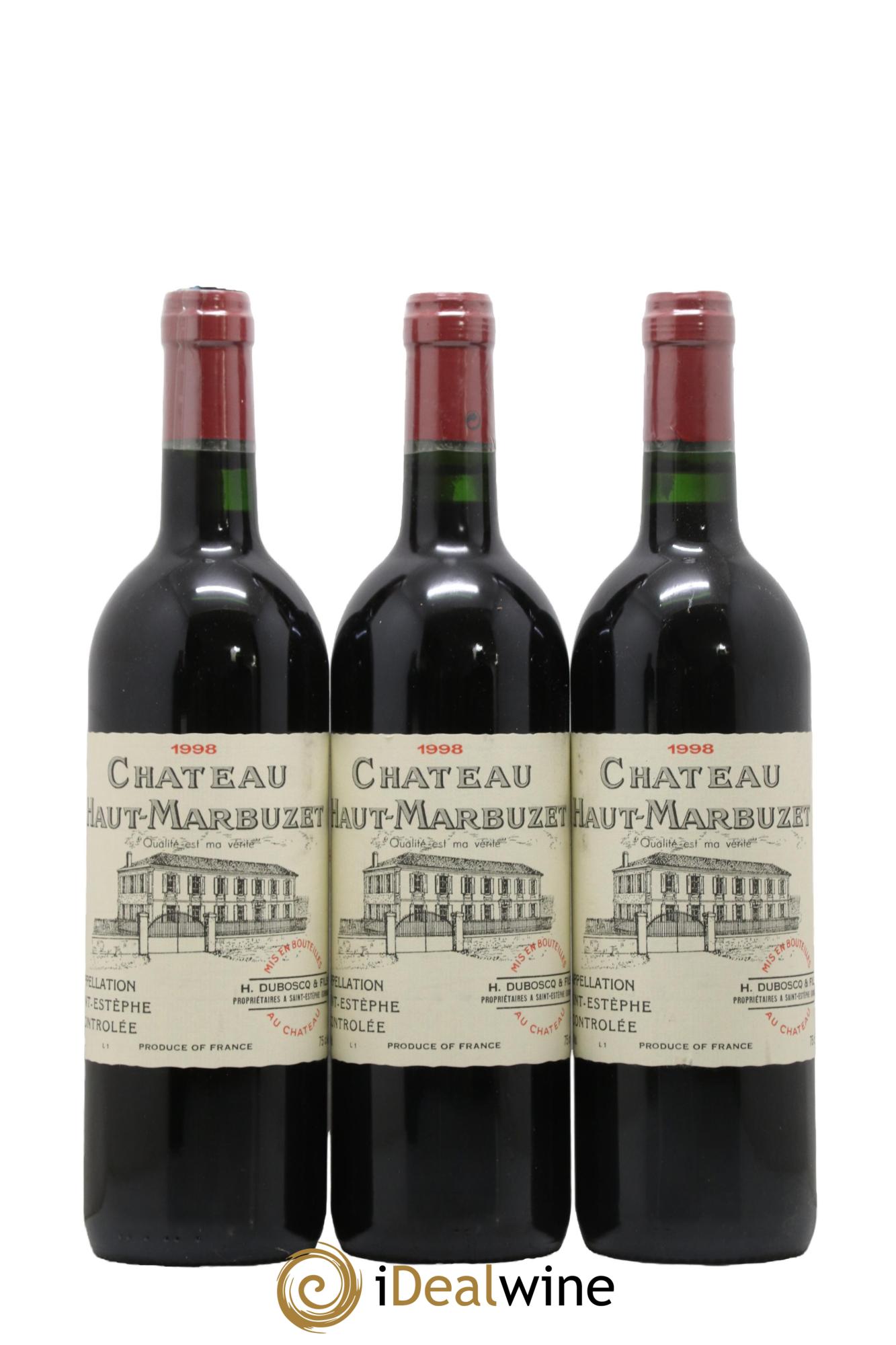 Château Haut Marbuzet 1998 - Lot of 12 bottles - 1