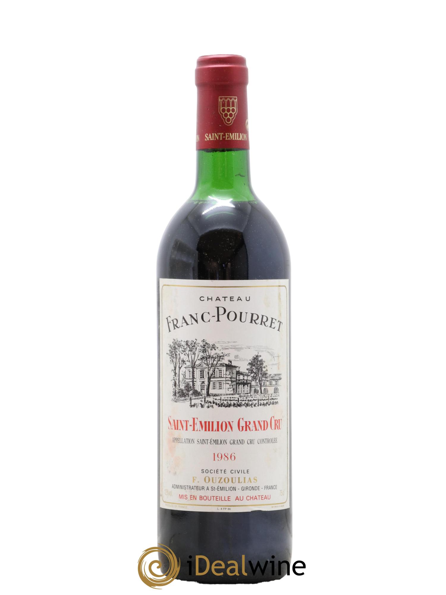 Saint-Émilion Grand Cru Chateau Franc Pourret 1986 - Lot de 1 bouteille - 0