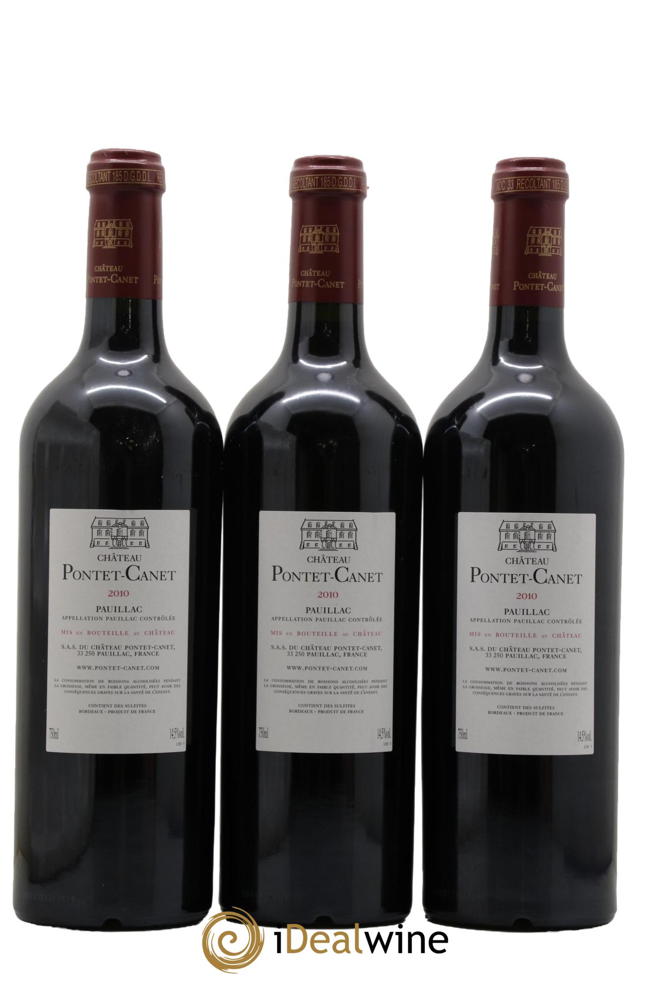 Château Pontet Canet 5ème Grand Cru Classé 2010 - Lotto di 3 bottiglie - 1