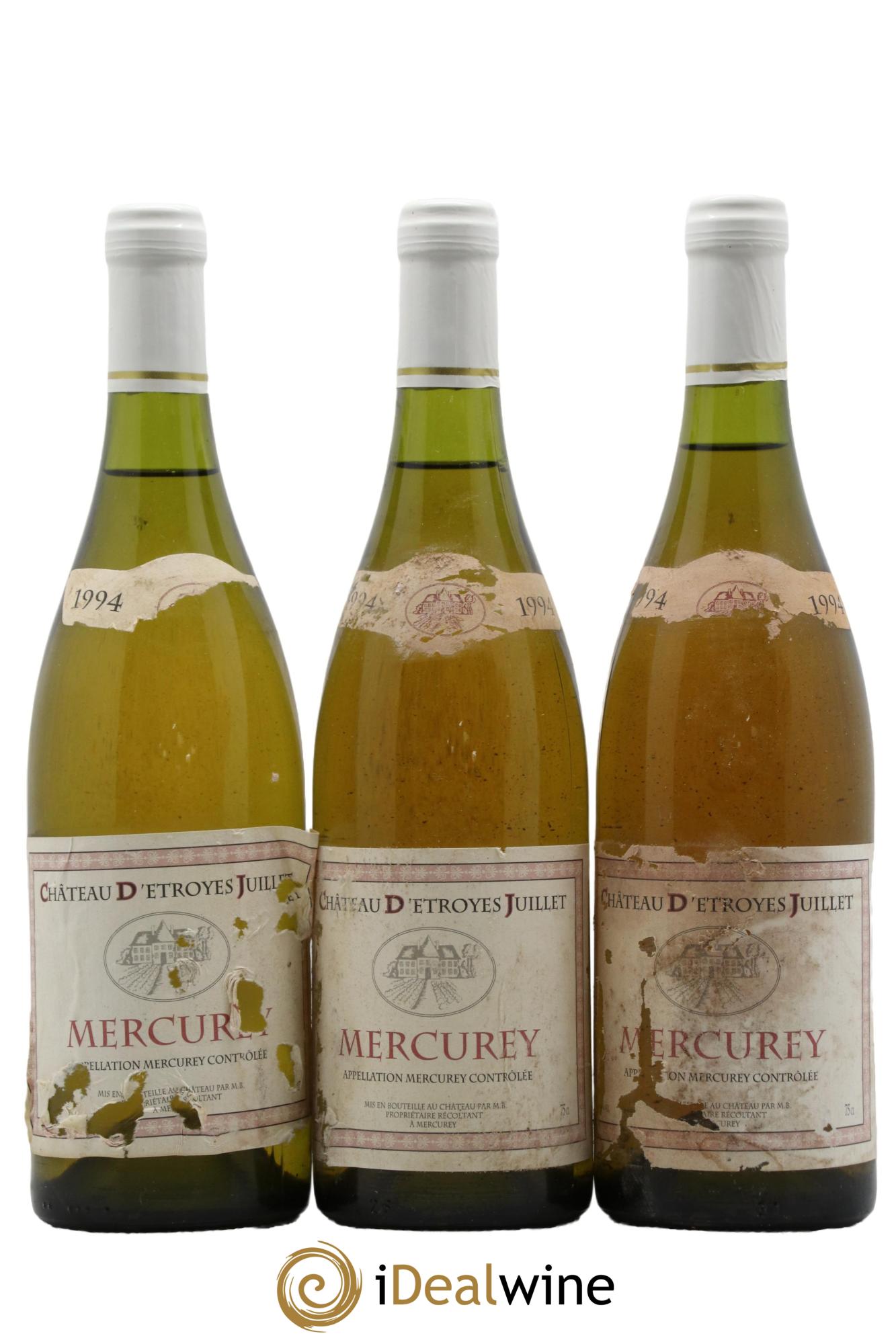 Mercurey Château d'Etroyes-Juillet 1994 - Lotto di 3 bottiglie - 0