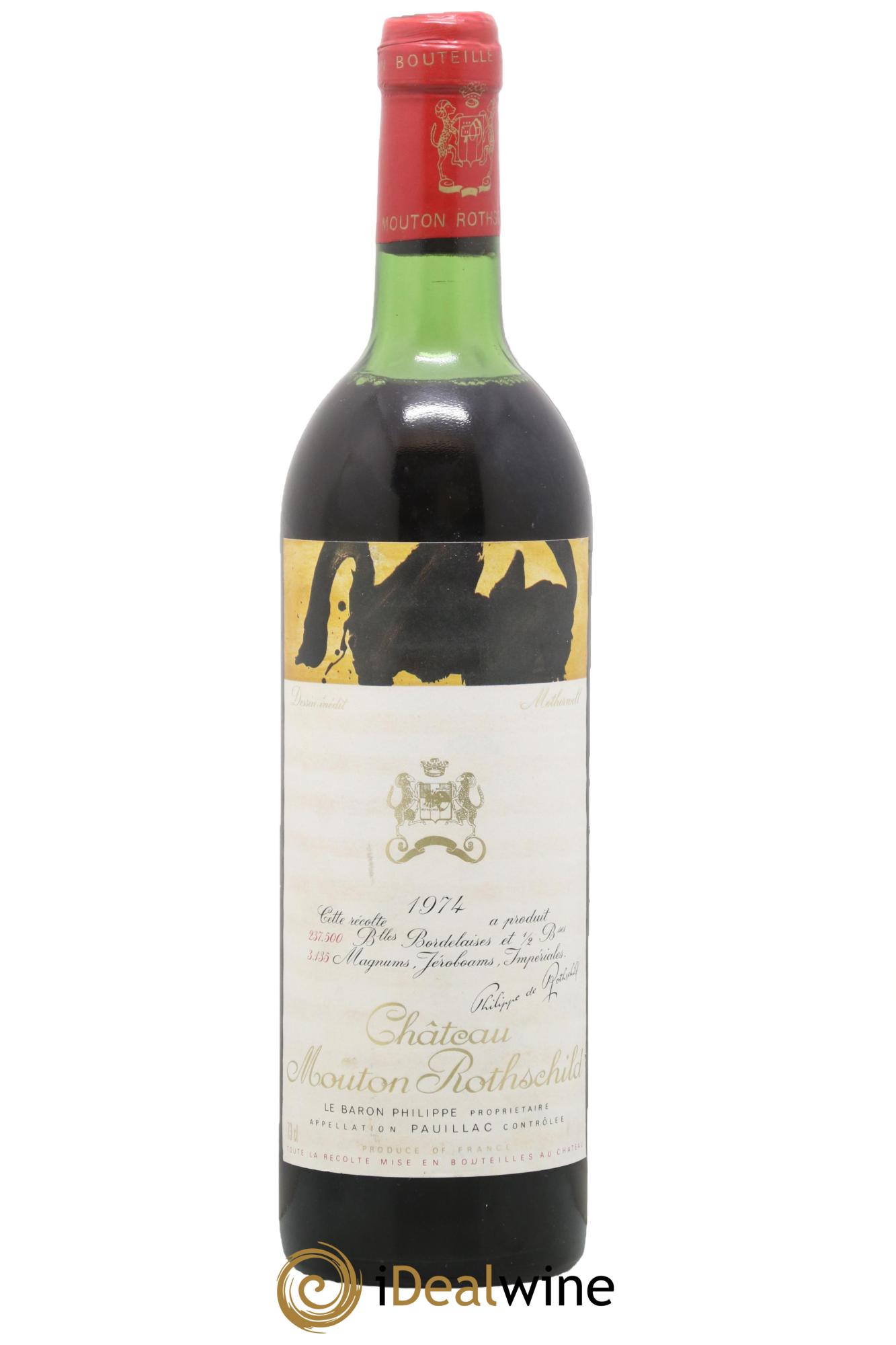 Château Mouton Rothschild 1er Grand Cru Classé 1974 - Posten von 1 Flasche - 0