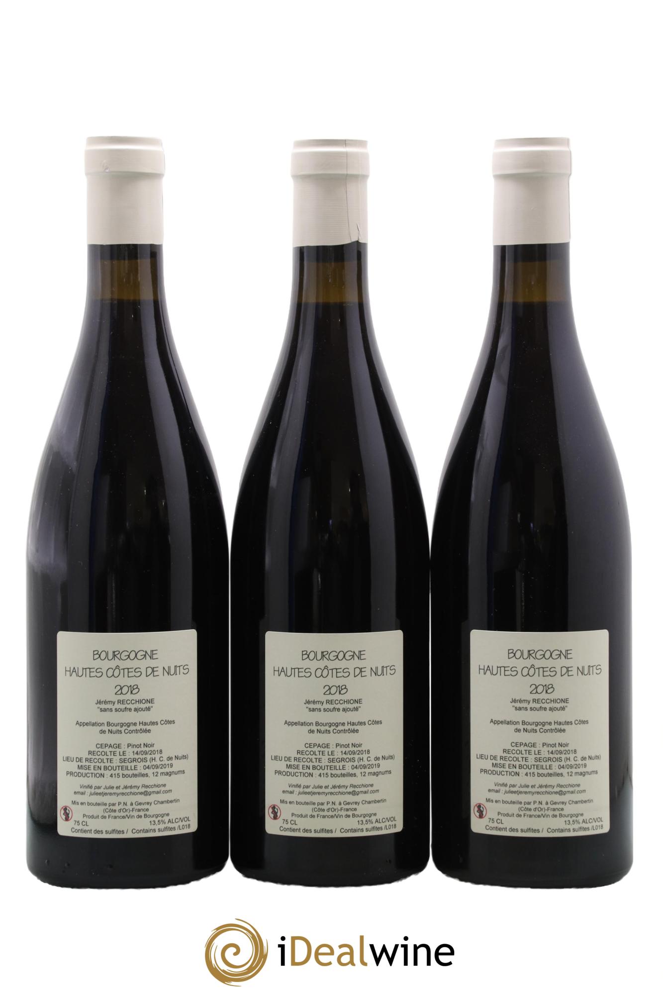 Hautes-Côtes de Nuits Domaine Jérémy Recchione 2018 - Lot de 3 bouteilles - 1