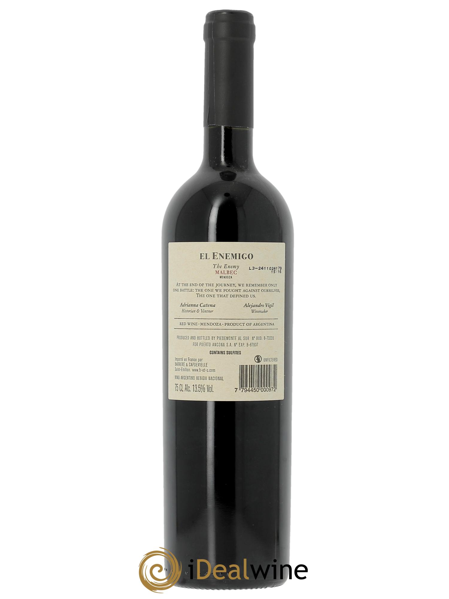 Mendoza Malbec El Enemigo  2021 - Posten von 1 Flasche - 1