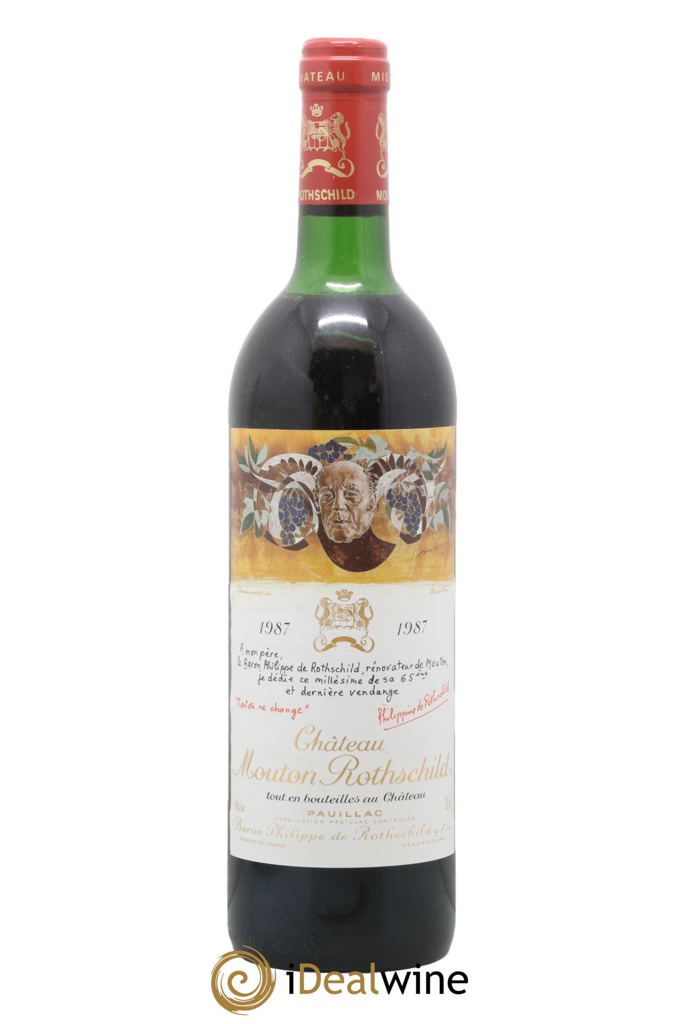 Château Mouton Rothschild 1er Grand Cru Classé 1987 - Lot de 1 bouteille - 0