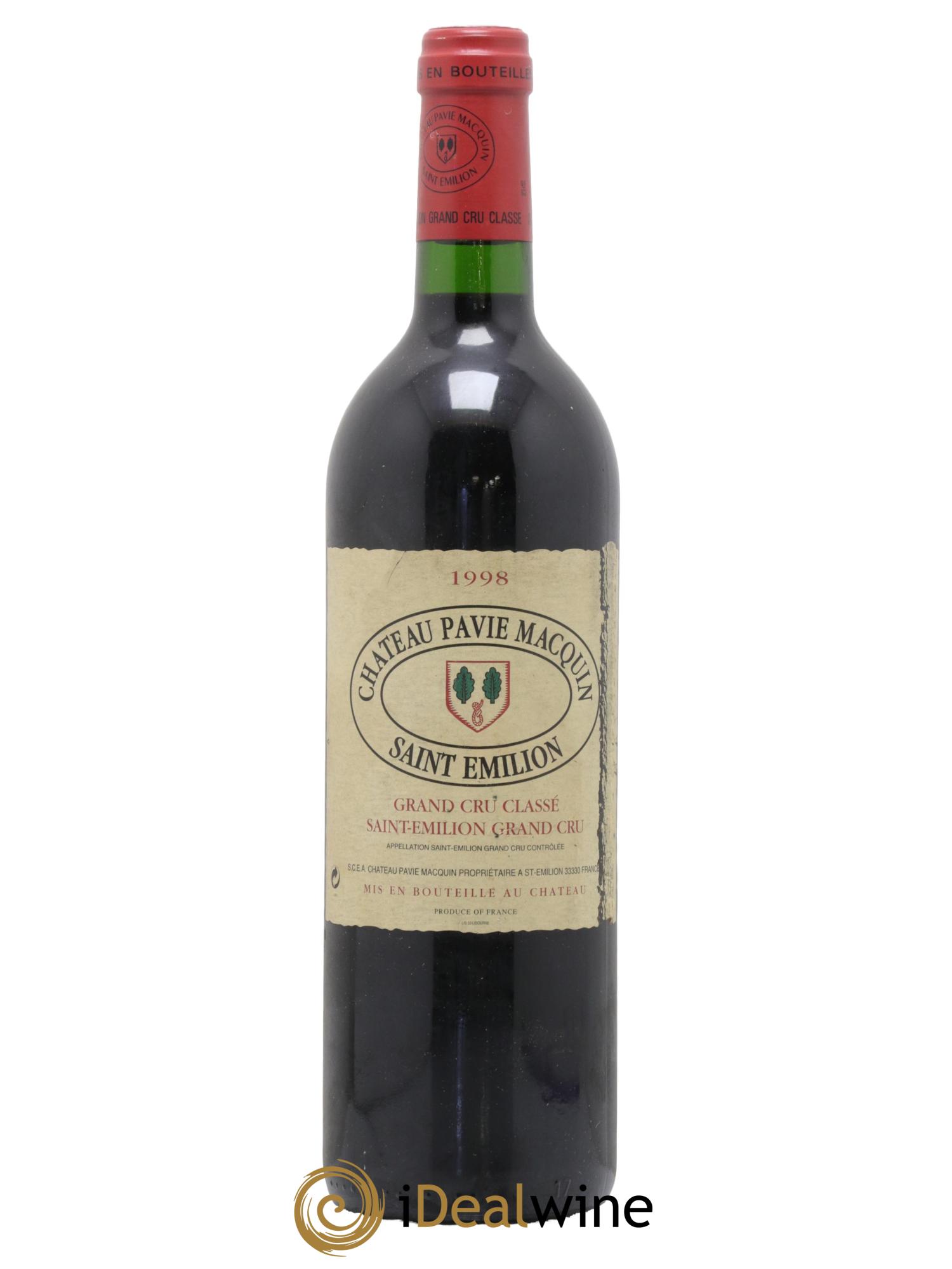 Château Pavie Macquin 1er Grand Cru Classé B 1998 - Lot de 1 bouteille - 0