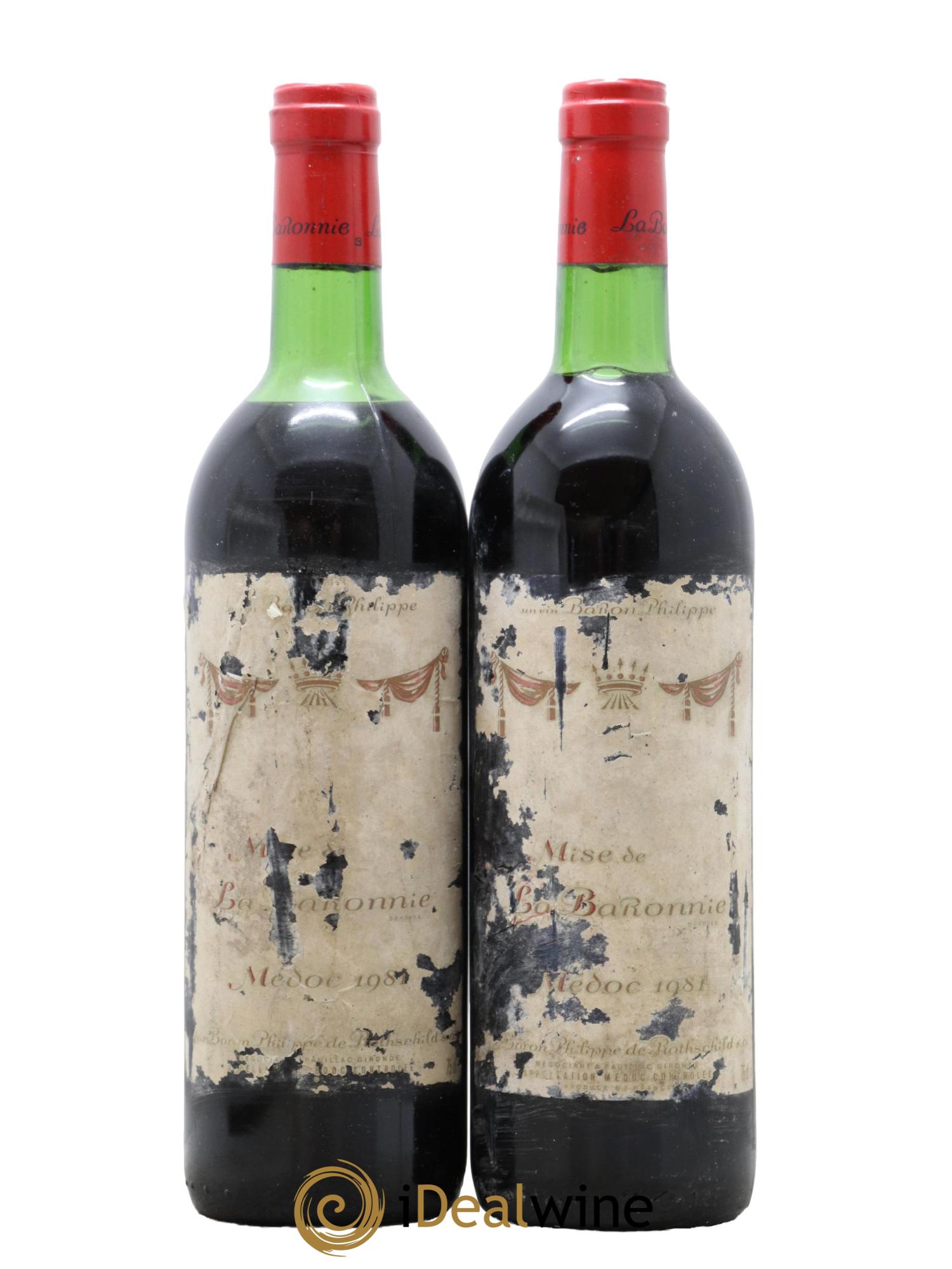 Médoc Mise De La Baronnie  Baron Philippe De Rothschild 1981 - Lot de 2 bouteilles - 0