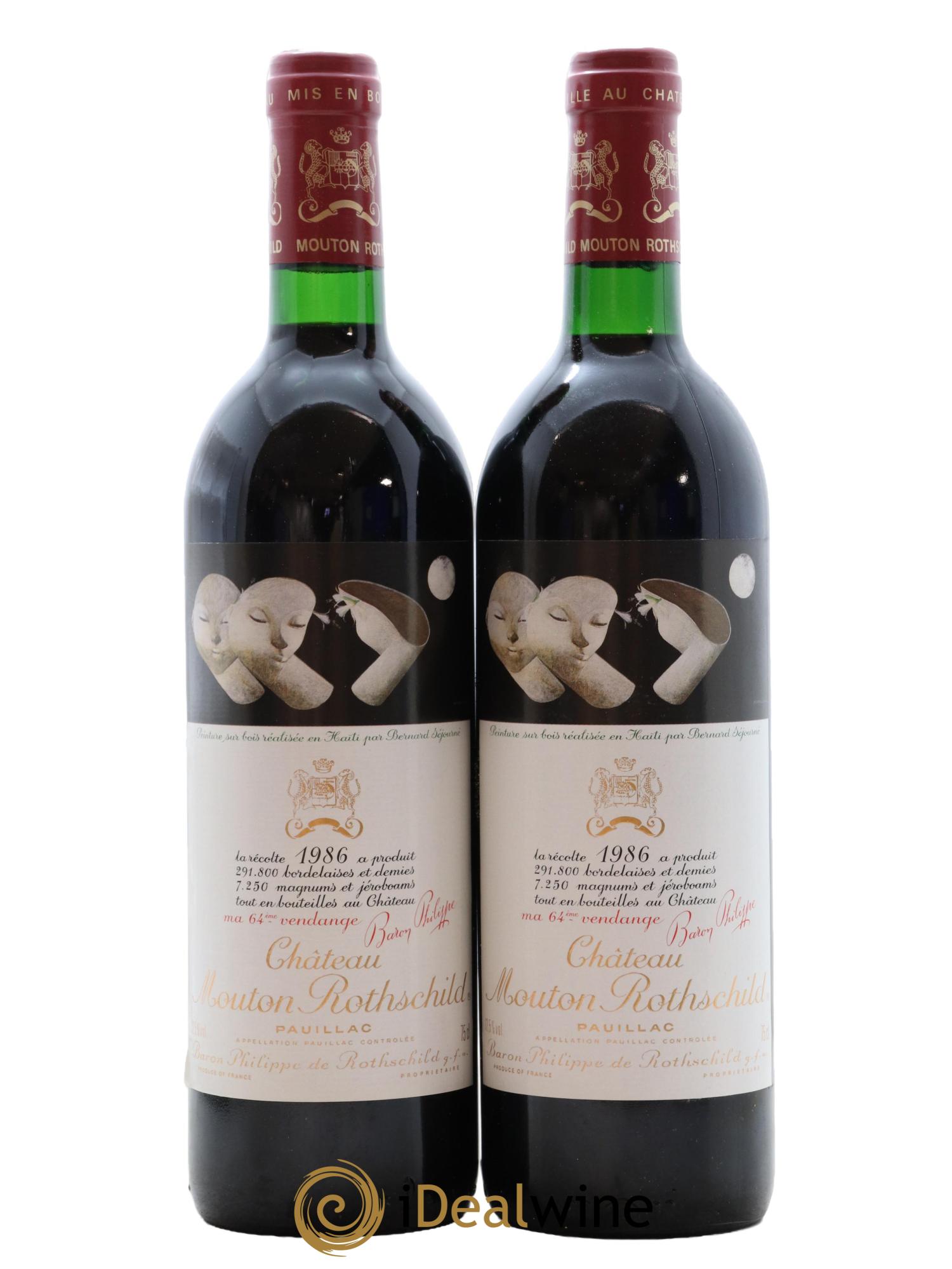 Château Mouton Rothschild 1er Grand Cru Classé 1986 - Lot of 2 bottles - 0