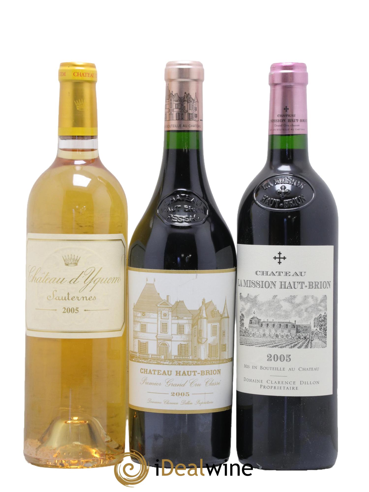 Caisse Duclot Petrus - Lafite Rothschild - Latour - Mouton Rothschild - Cheval Blanc - Margaux - Haut Brion - Mission Haut Brion - Yquem 2005 - Lot of 9 bottles - 1