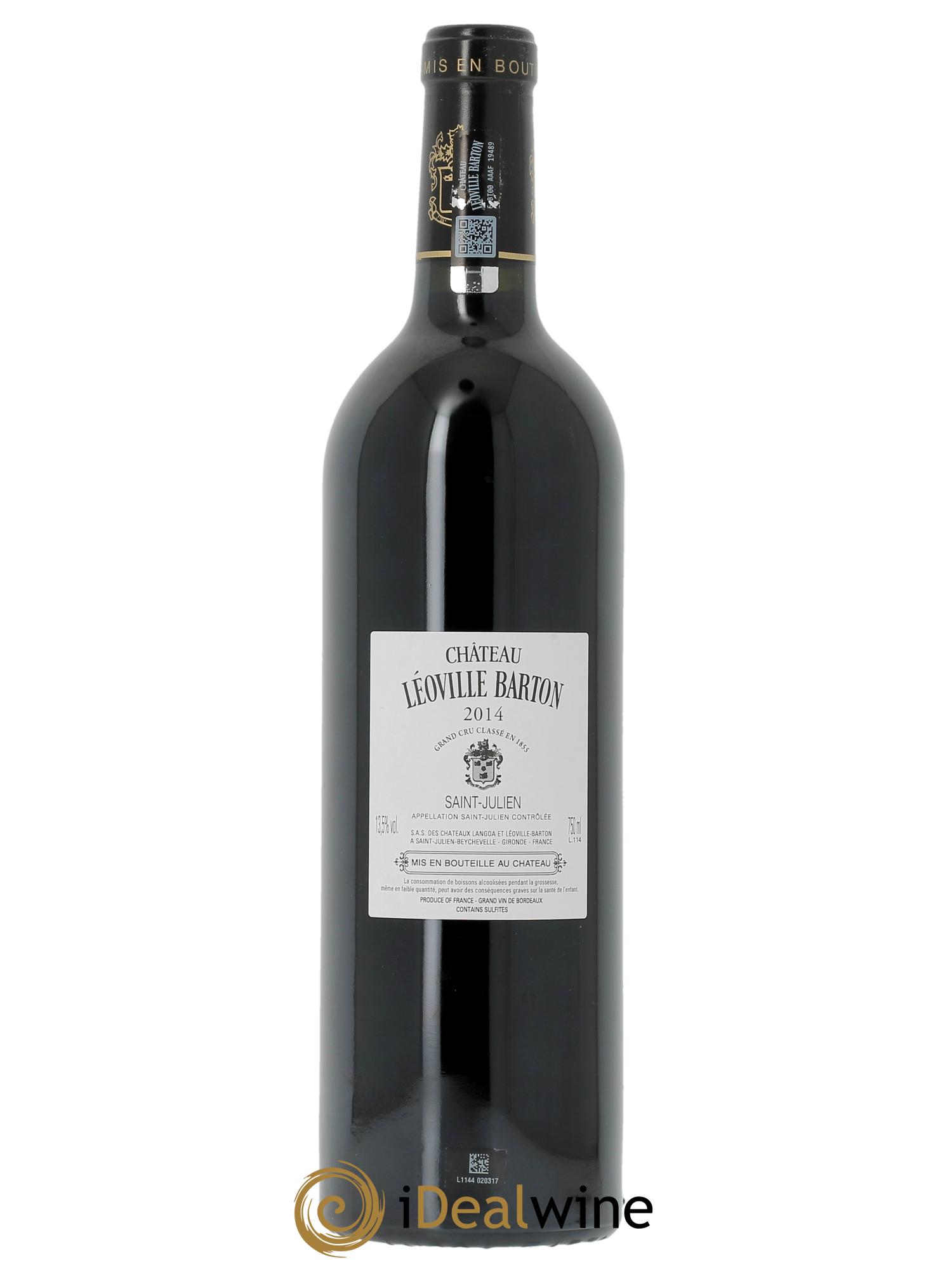 Château Léoville Barton 2ème Grand Cru Classé (CBO a partir de 3 bts) 2014 - Lot de 1 bouteille - 1