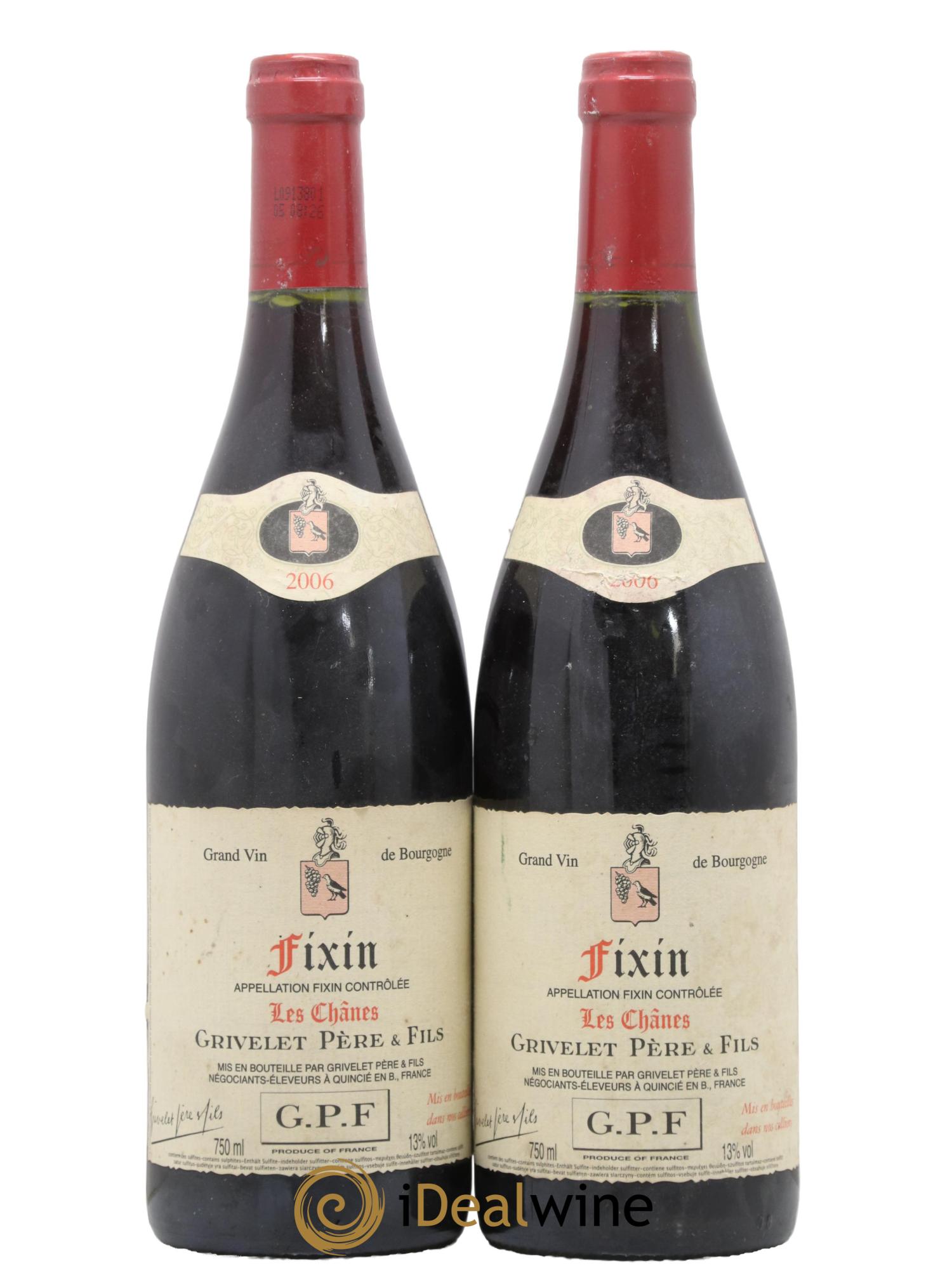 Fixin Les Chânes Grivelet Père et Fils 2006 - Lot de 2 bouteilles - 0