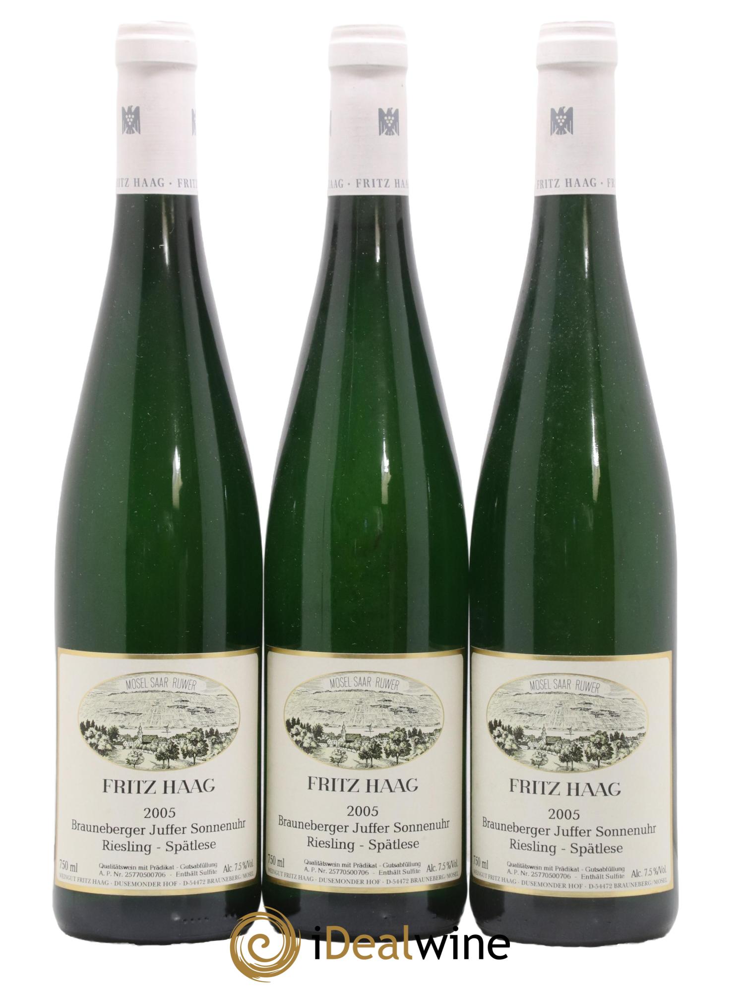 Riesling Fritz Haag Brauneberger Juffer Sonnenuhr Spätlese 2005 - Lotto di 3 bottiglie - 0