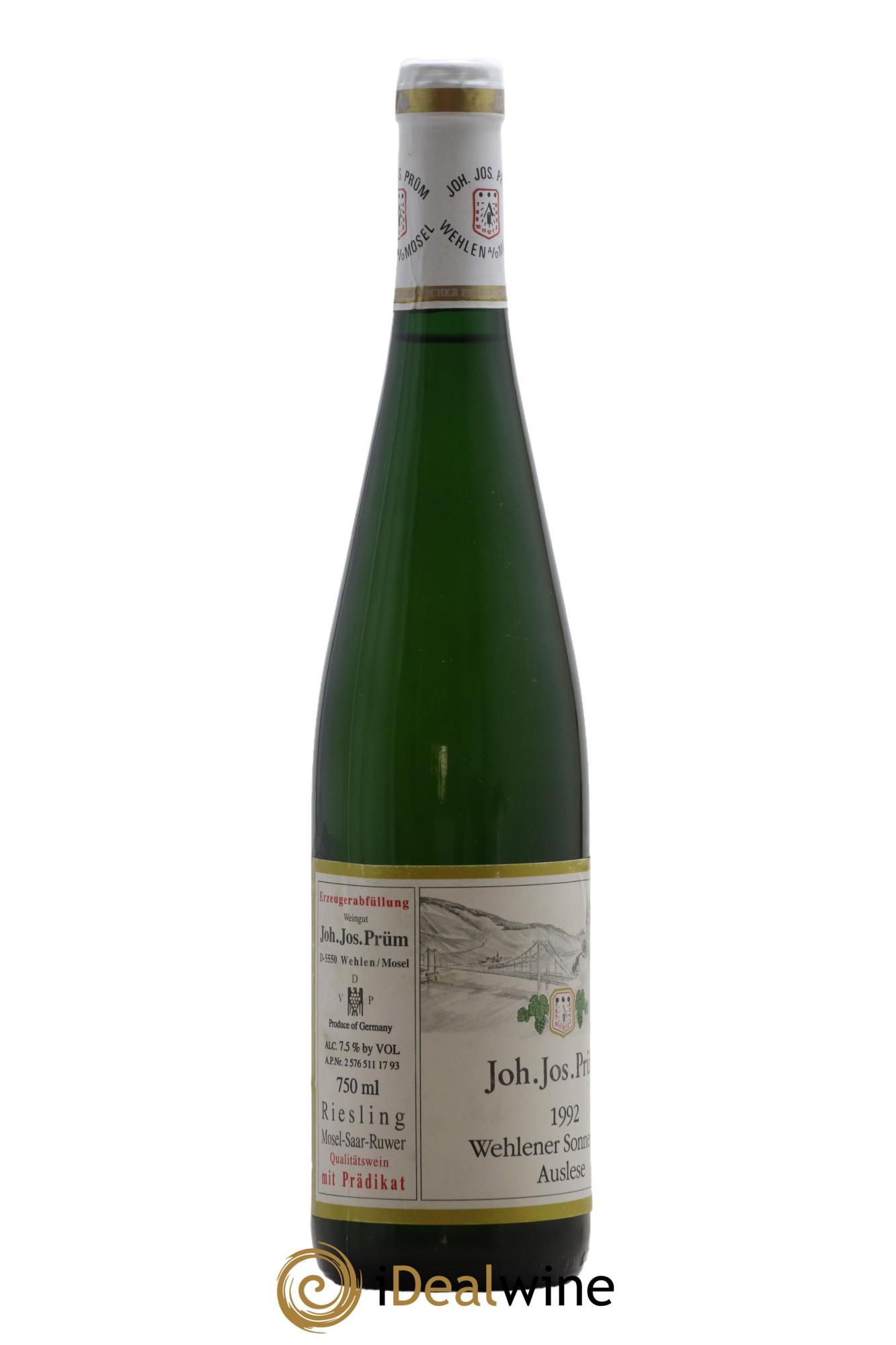 Riesling Joh. Jos. Prum Wehlener Sonnenuhr Auslese 1992 - Posten von 1 Flasche - 1