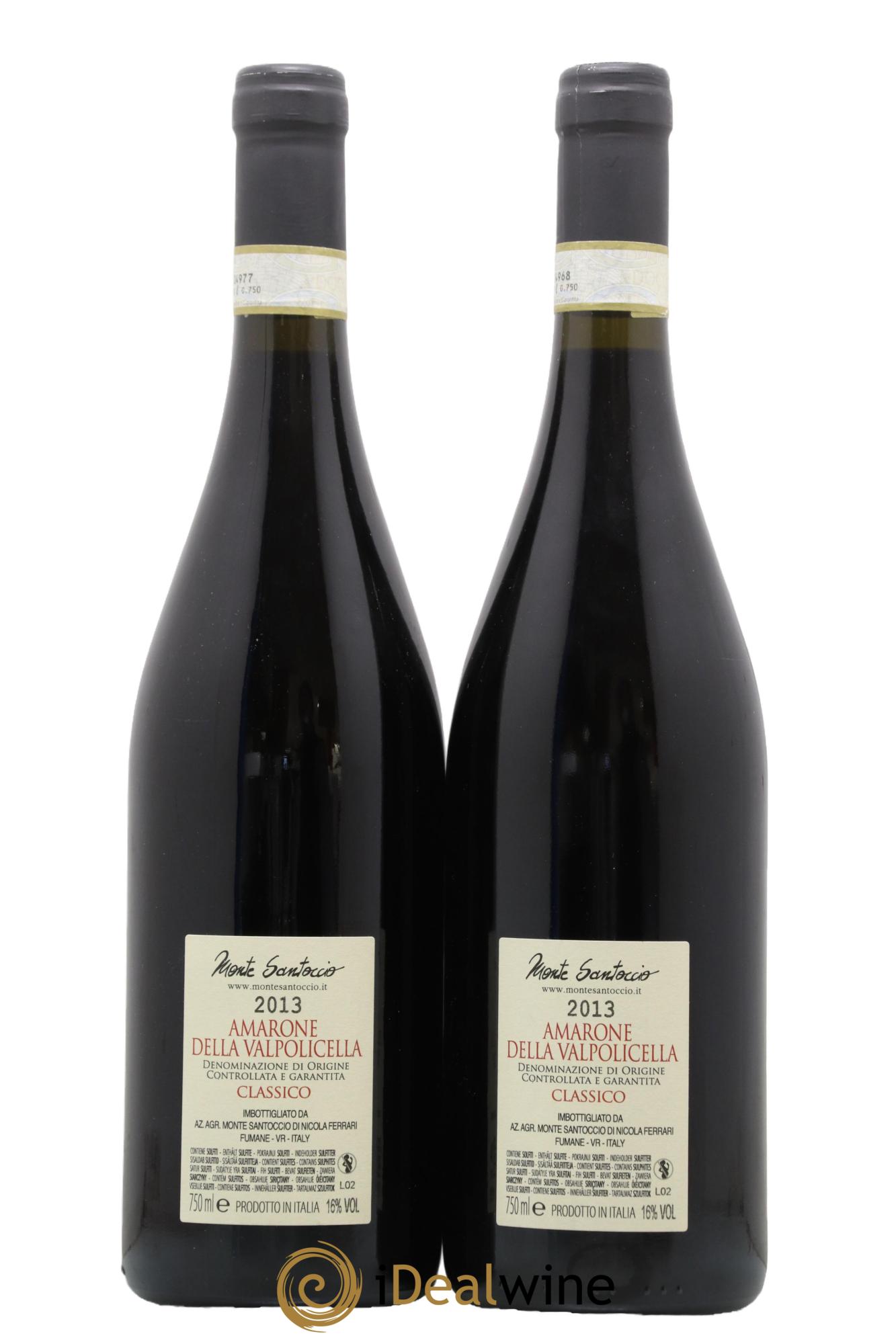 Amarone della Valpolicella DOC Classico Monte Santoccio 2013 - Lot de 2 bouteilles - 1