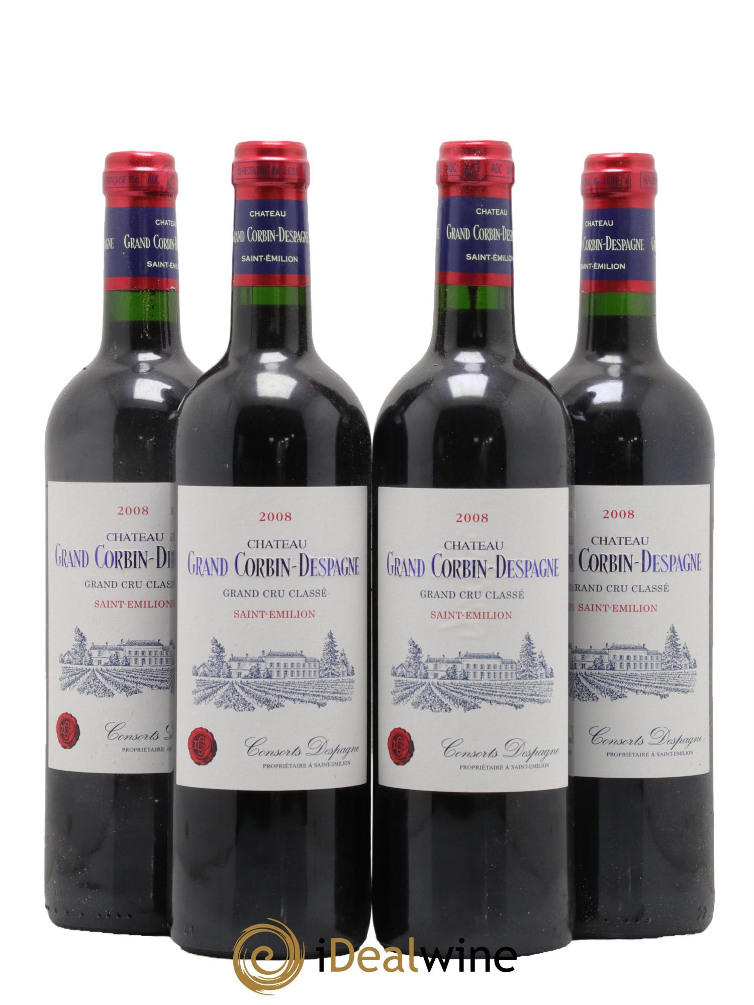 Château Grand Corbin Despagne Grand Cru Classé 2008 - Posten von 4 Flaschen - 0