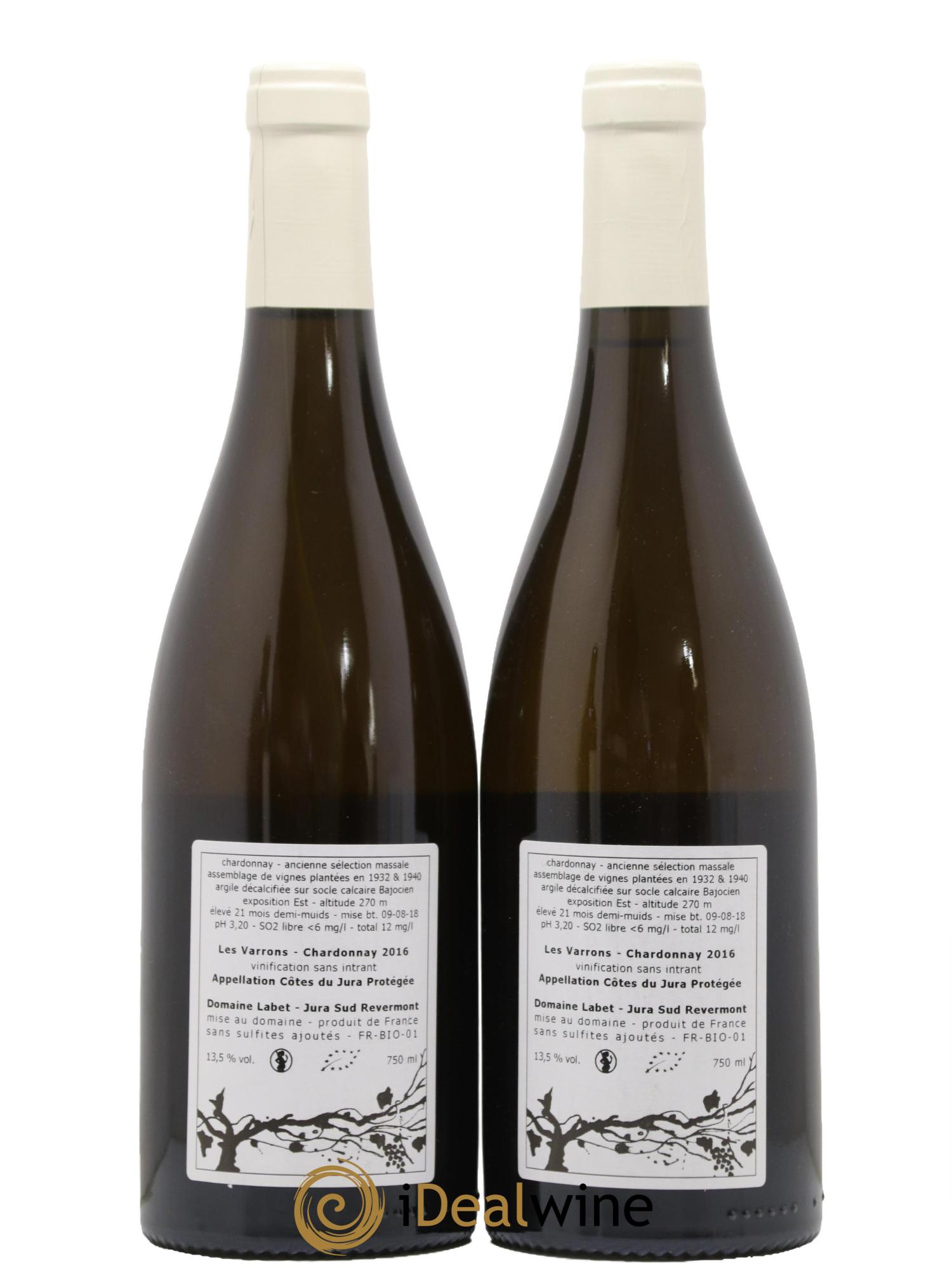 Côtes du Jura Chardonnay Les Varrons Romain - Julien  - Charline Labet 2016 - Lotto di 2 bottiglie - 1