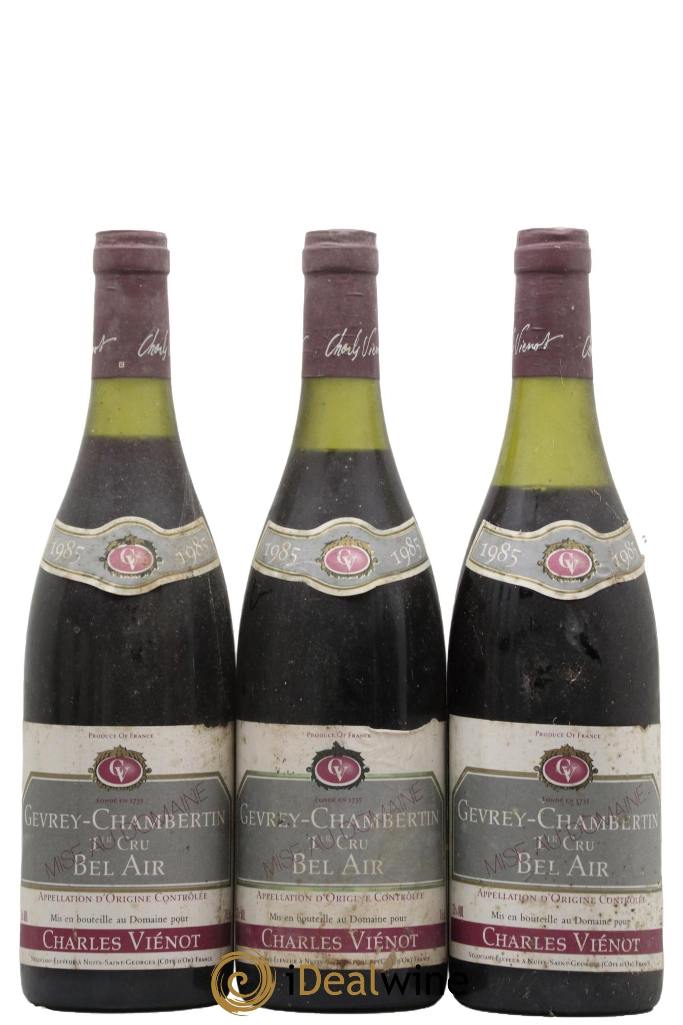 Gevrey-Chambertin 1er Cru Bel Air Charles Vienot 1985 - Lot de 3 bouteilles - 0