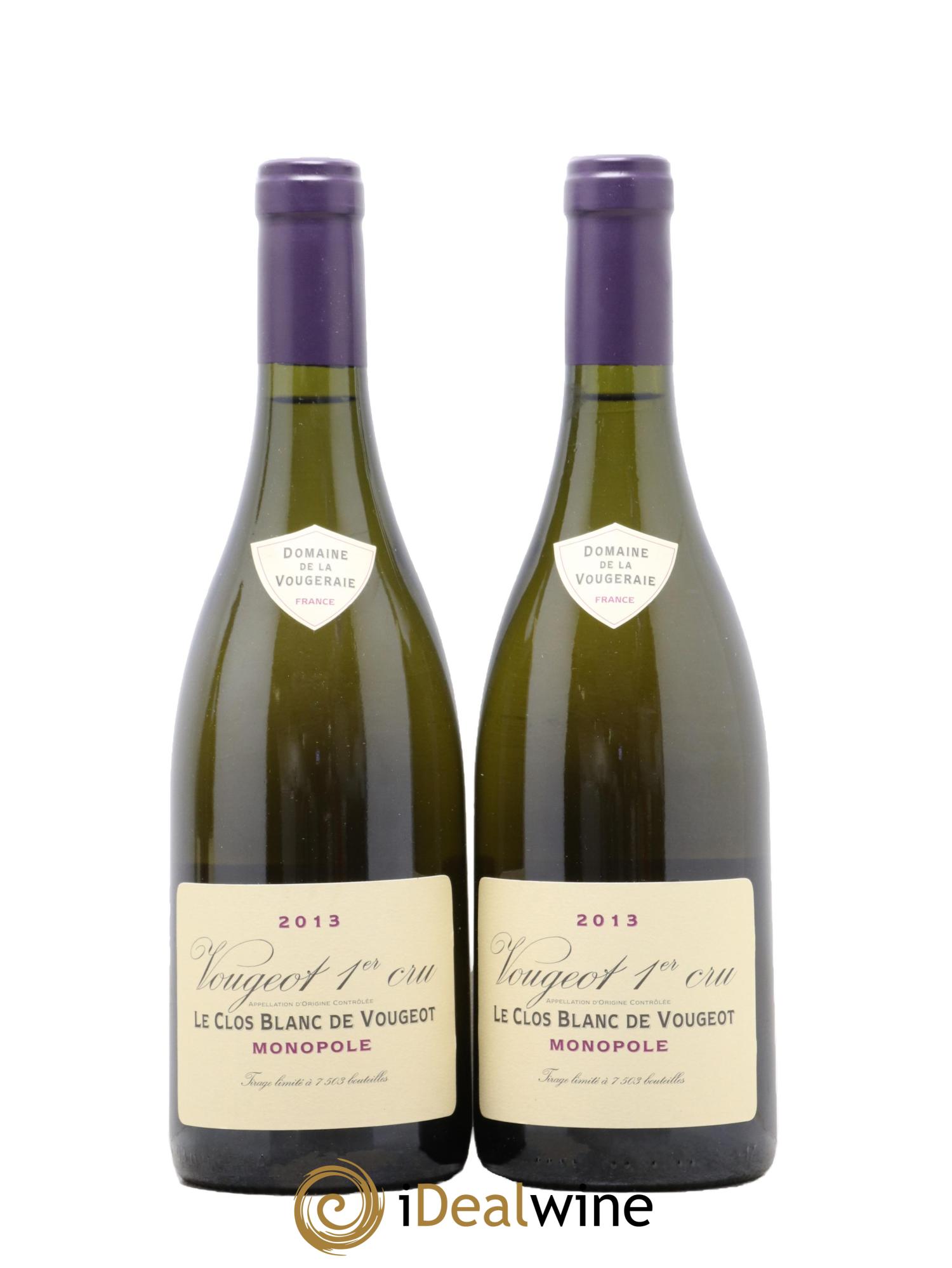 Vougeot 1er Cru Le Clos Blanc de Vougeot La Vougeraie 2013 - Lot of 2 bottles - 0