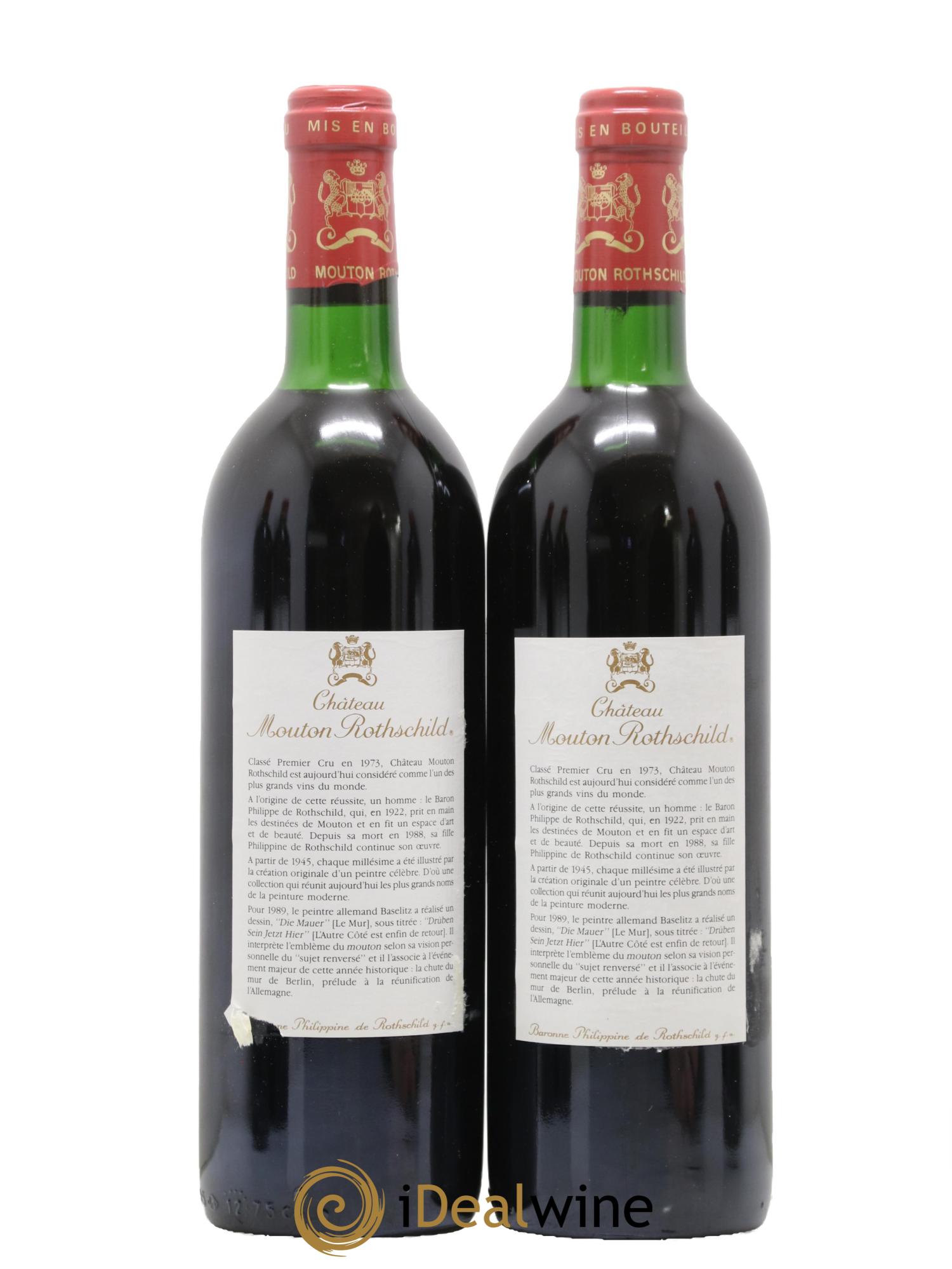 Château Mouton Rothschild 1er Grand Cru Classé 1989 - Lot of 2 bottles - 1