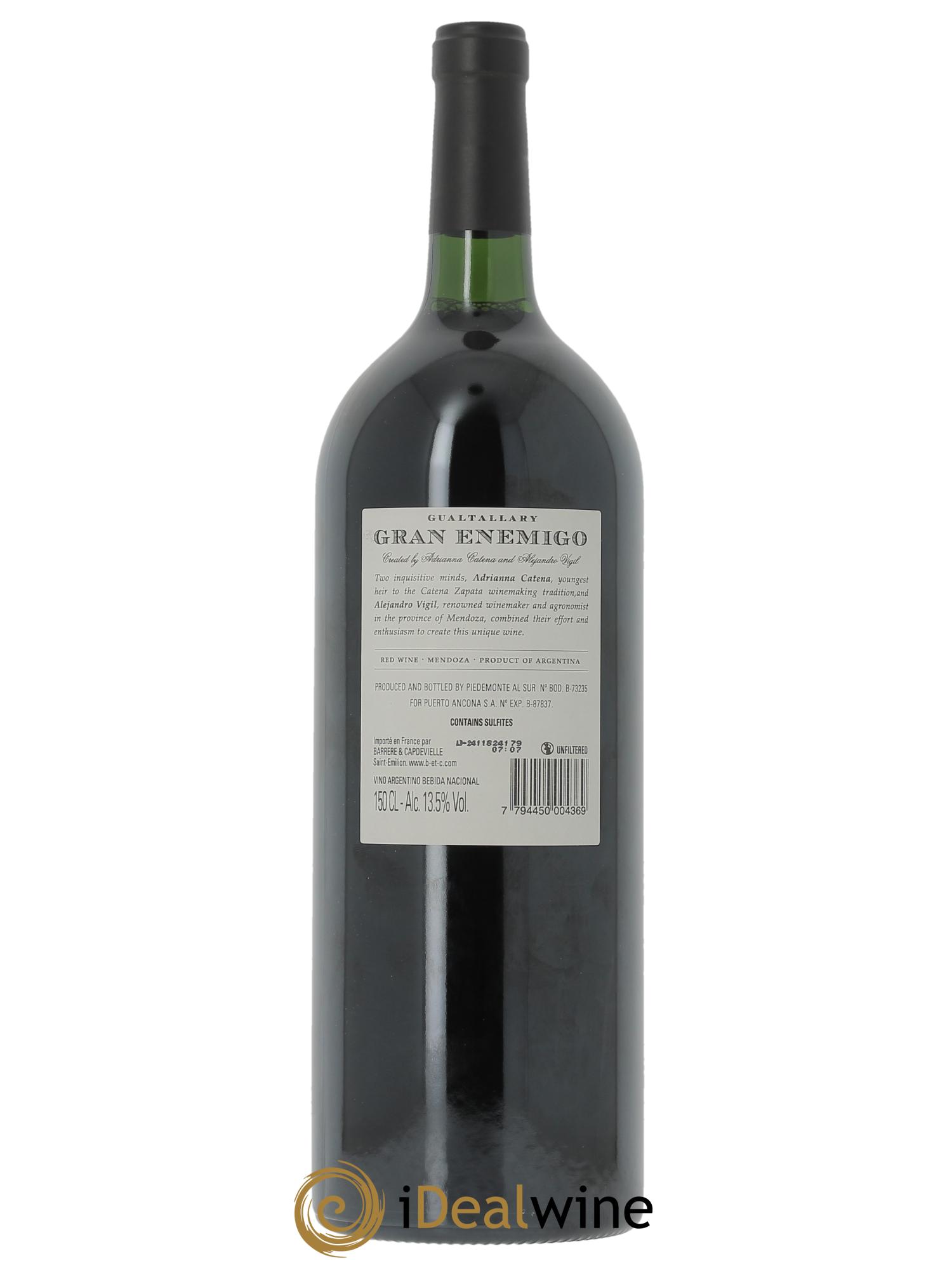 Mendoza Gran Enemigo Gualtallary Single Vineyard El Enemigo (CBO a partir de 1 mg) 2020 - Lot de 1 magnum - 2