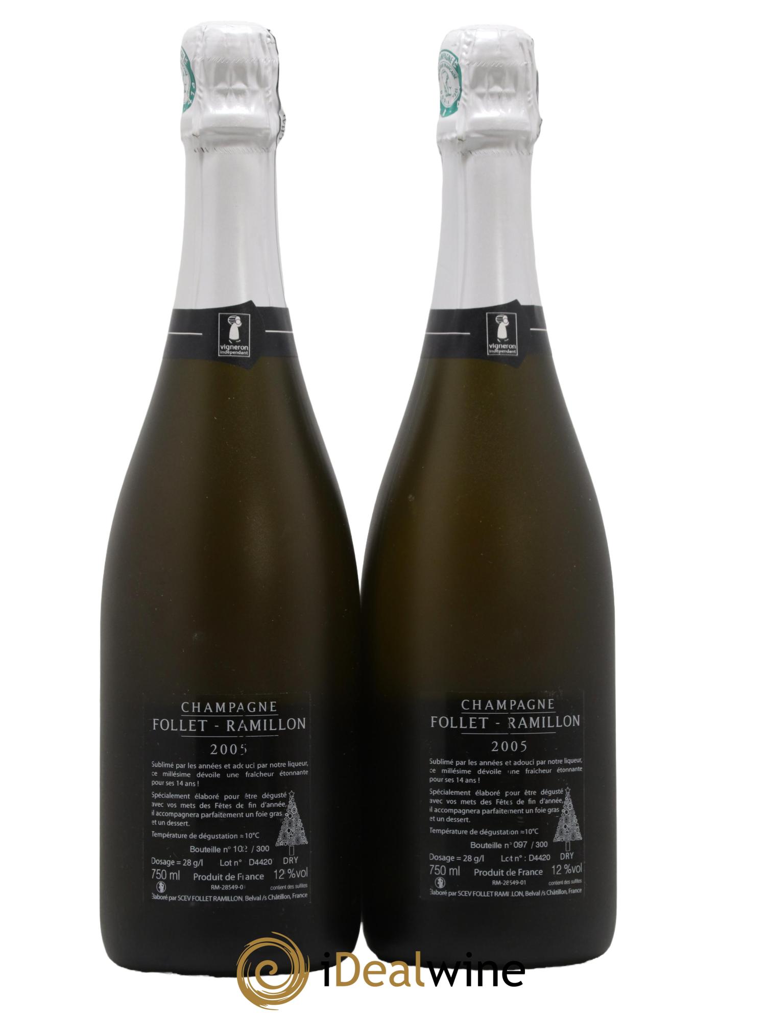 Champagne Harmonie Maison Follet-Ramillon 2005 - Lot of 2 bottles - 1